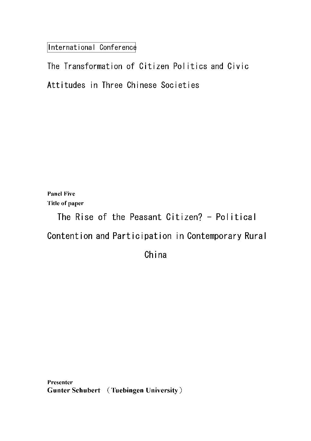 Political Contention and Participation in Contemporary Rural China