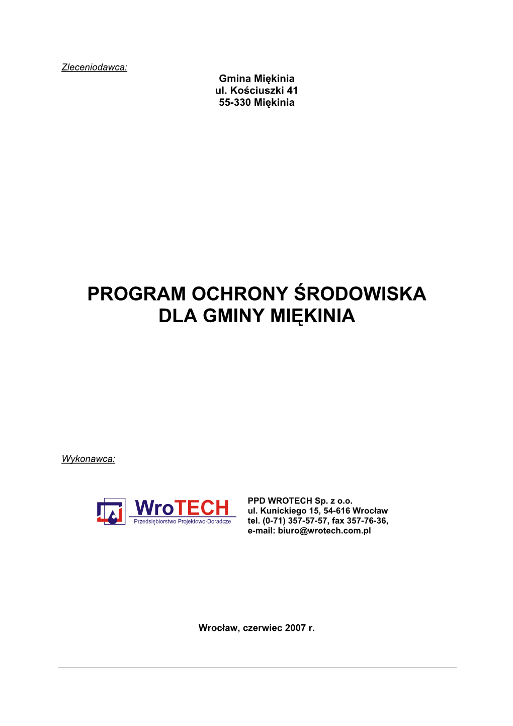 Program Ochrony Środowiska Dla Gminy Miękinia