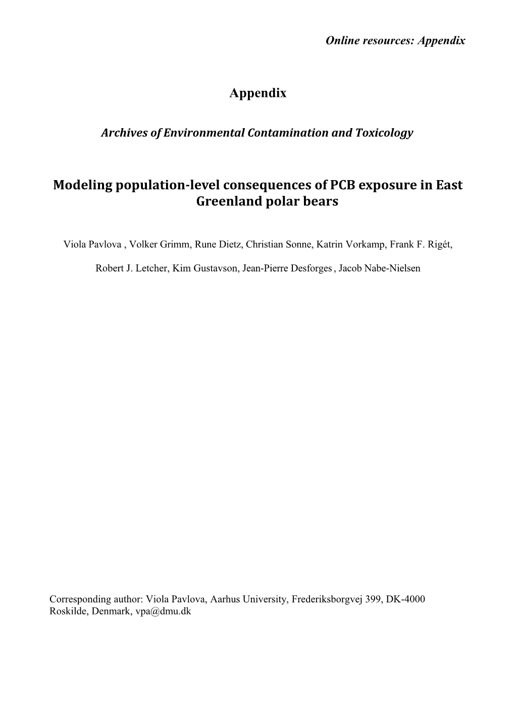 Archives of Environmental Contamination and Toxicology