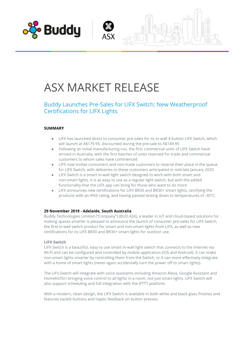 Asx Market Release