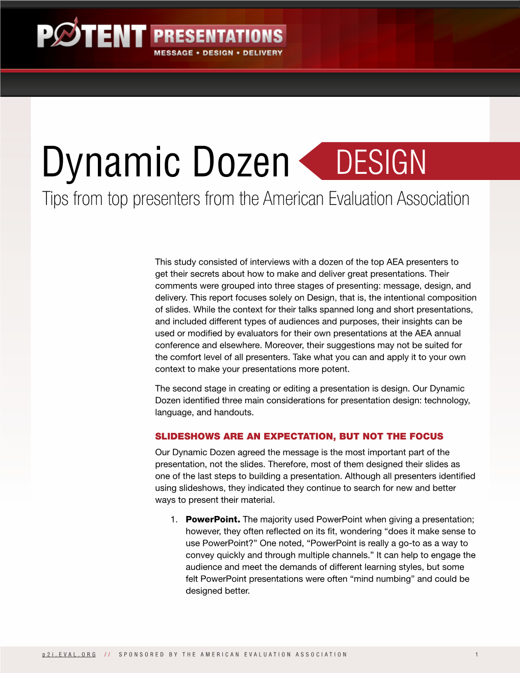 Dynamic Dozen Design Tips from Top Presenters from the American Evaluation Association
