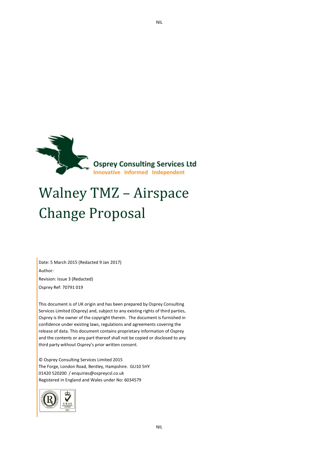 Walney TMZ – Airspace Change Proposal