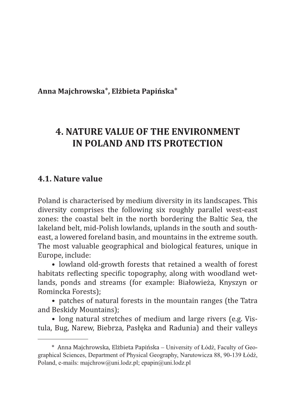 4. Nature Value of the Environment in Poland and Its Protection