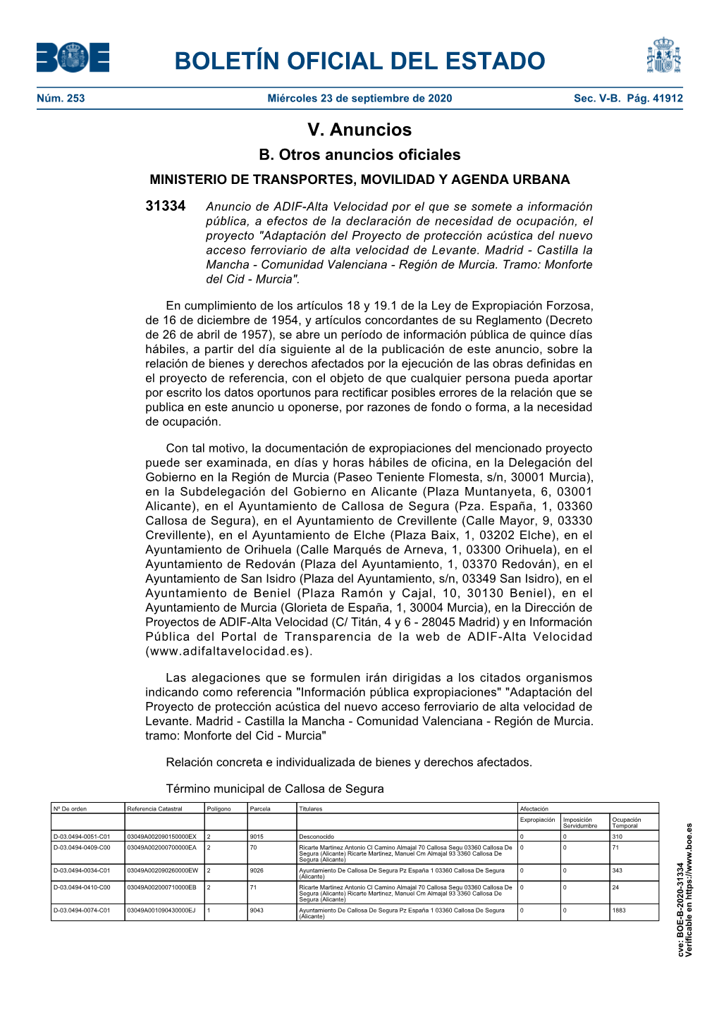 BOE-B-2020-31334 Verificable En BOLETÍN OFICIAL DEL ESTADO