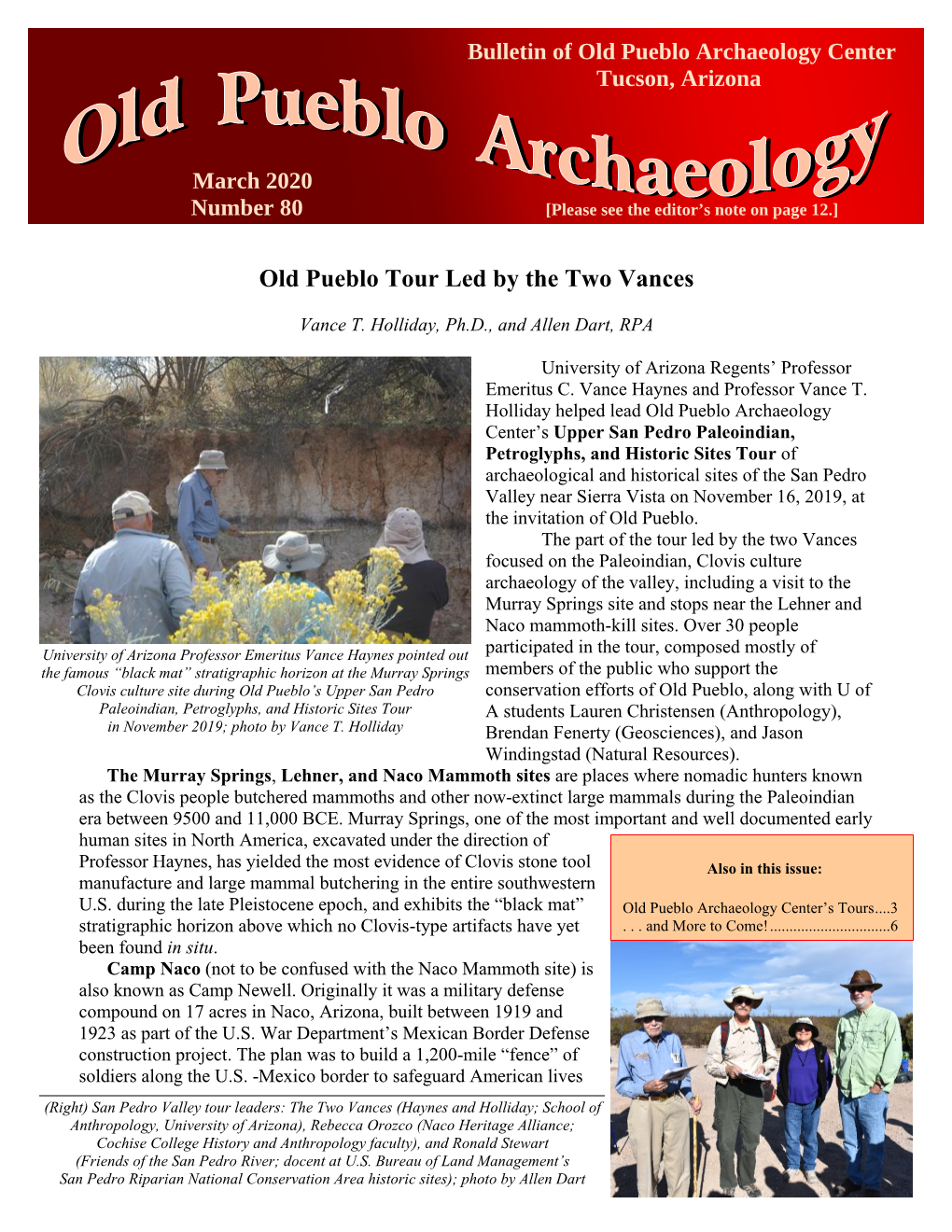 Issue 80 – March 2020 – Old Pueblo Tour Led by the Two Vances