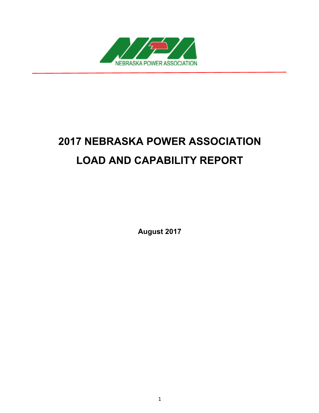 2017 Nebraska Power Association Load and Capability Report