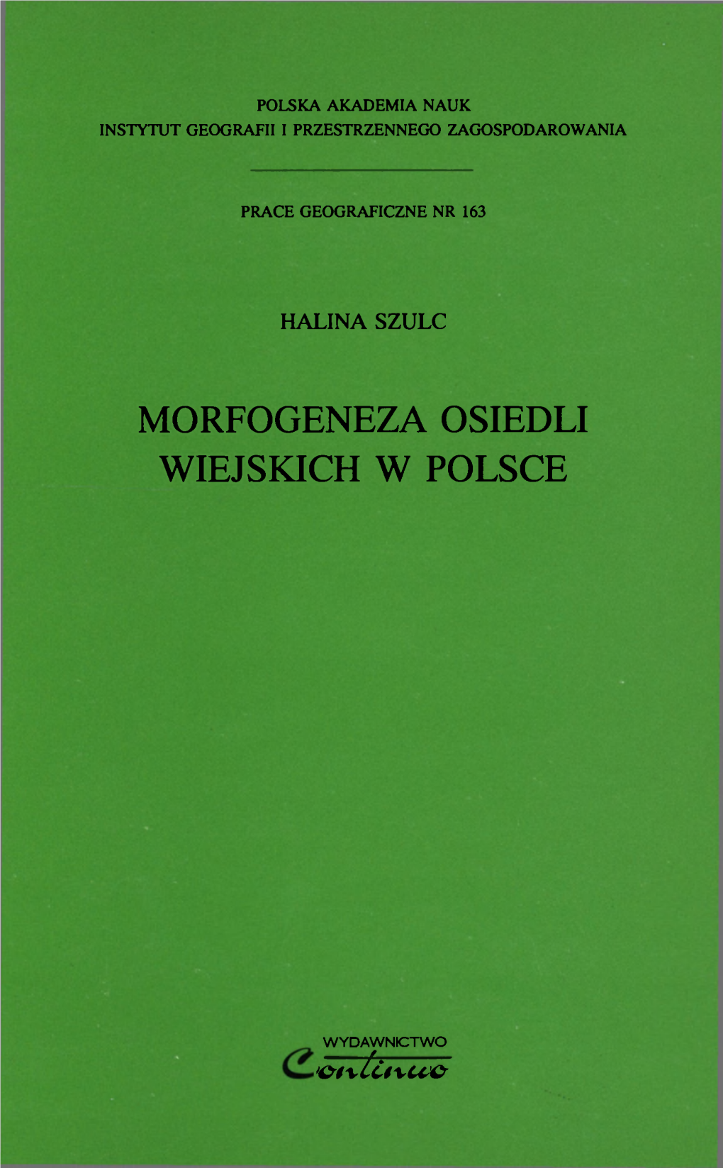 (1995) : Morfogeneza Osiedli Wiejskich W Polsce