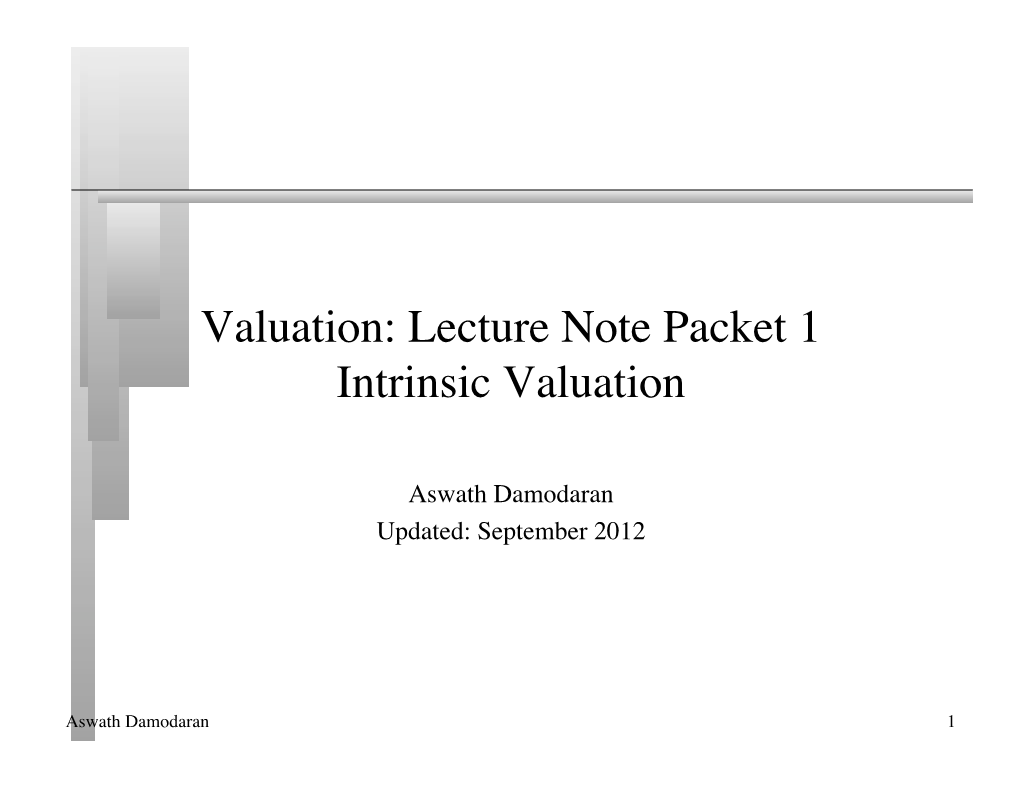 Lecture Note Packet 1 Intrinsic Valuation