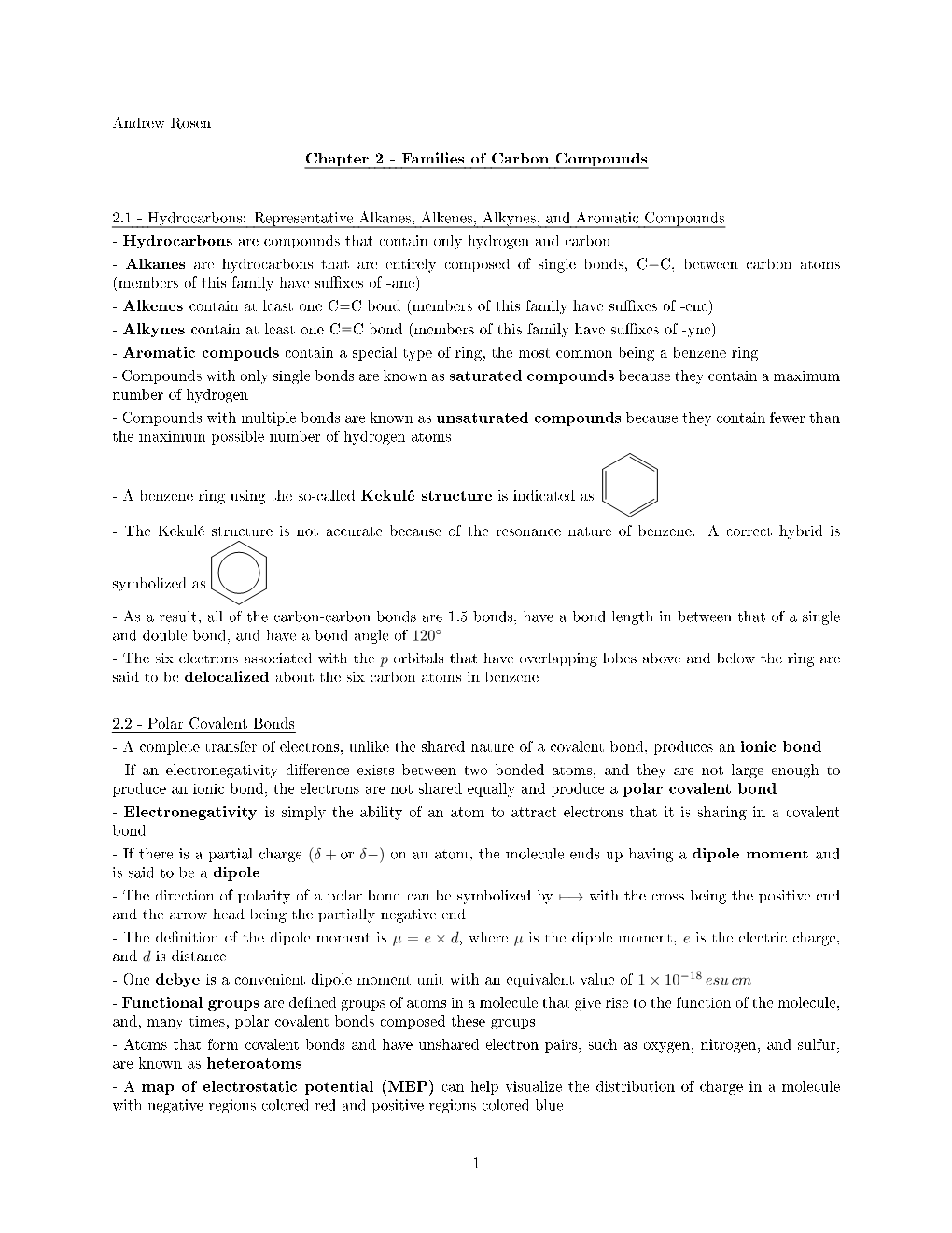 Families of Carbon Compounds