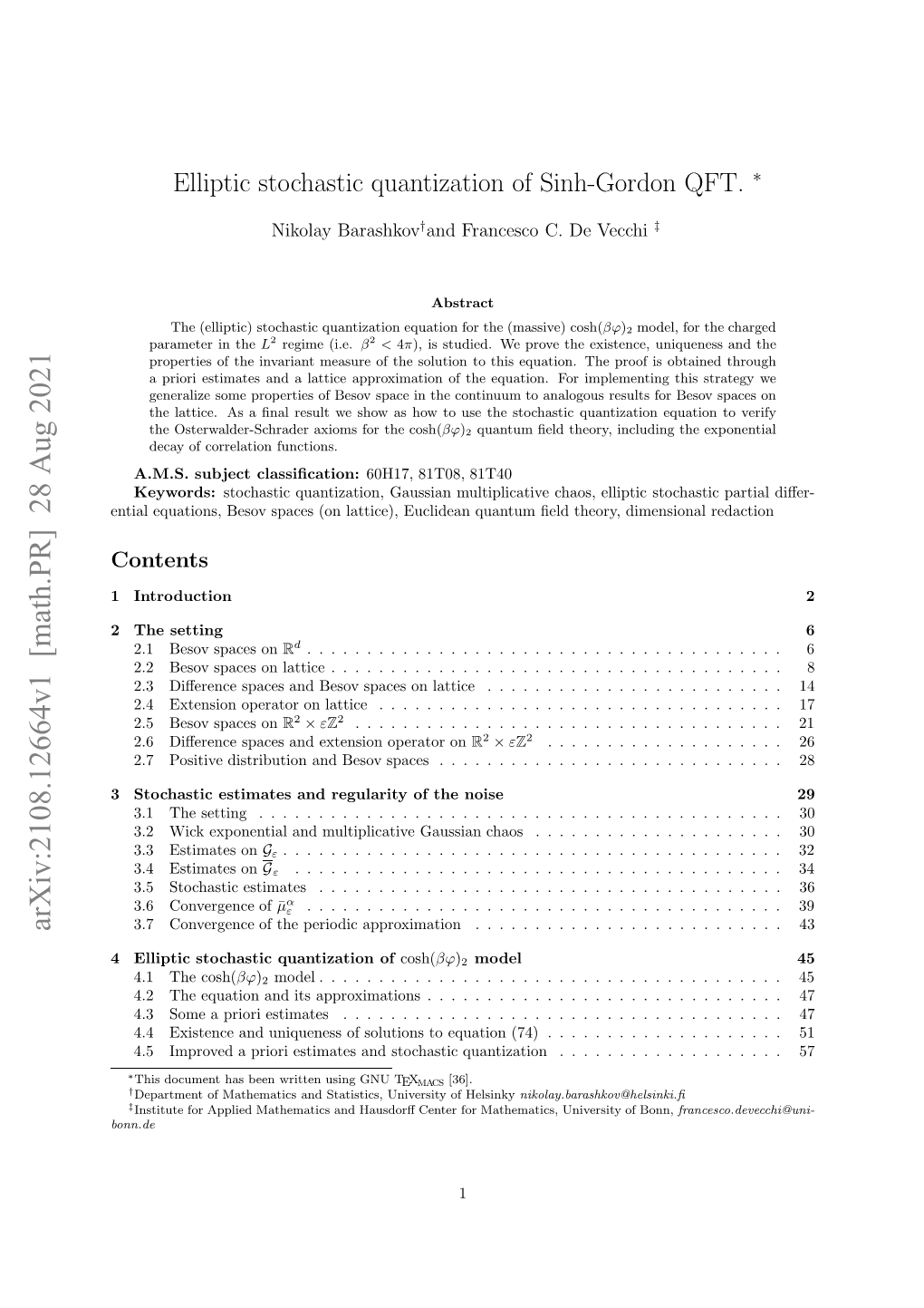 Elliptic Stochastic Quantization of Sinh-Gordon QFT