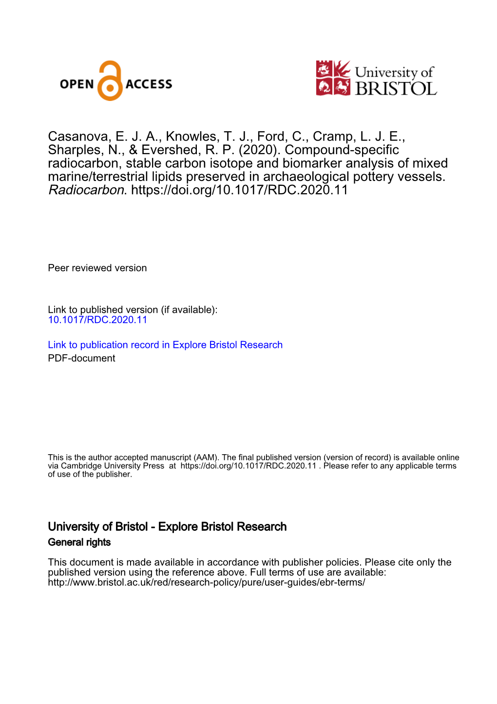 Casanova, E. J. A., Knowles, T. J., Ford, C., Cramp, L. J. E., Sharples, N., & Evershed, R. P. (2020). Compound-Specific