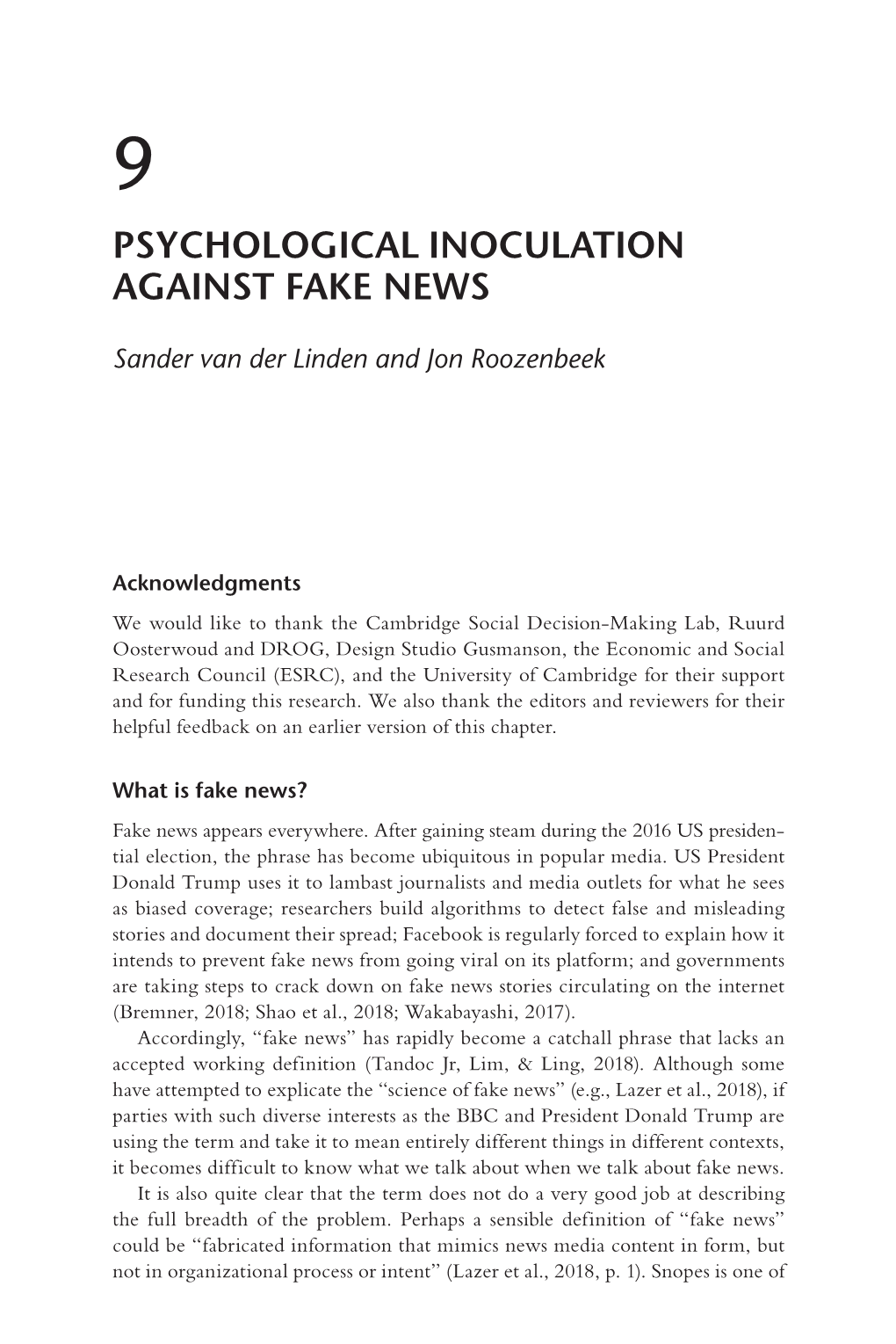 The Psychology of Fake News