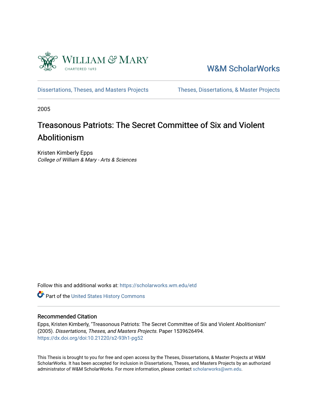 The Secret Committee of Six and Violent Abolitionism