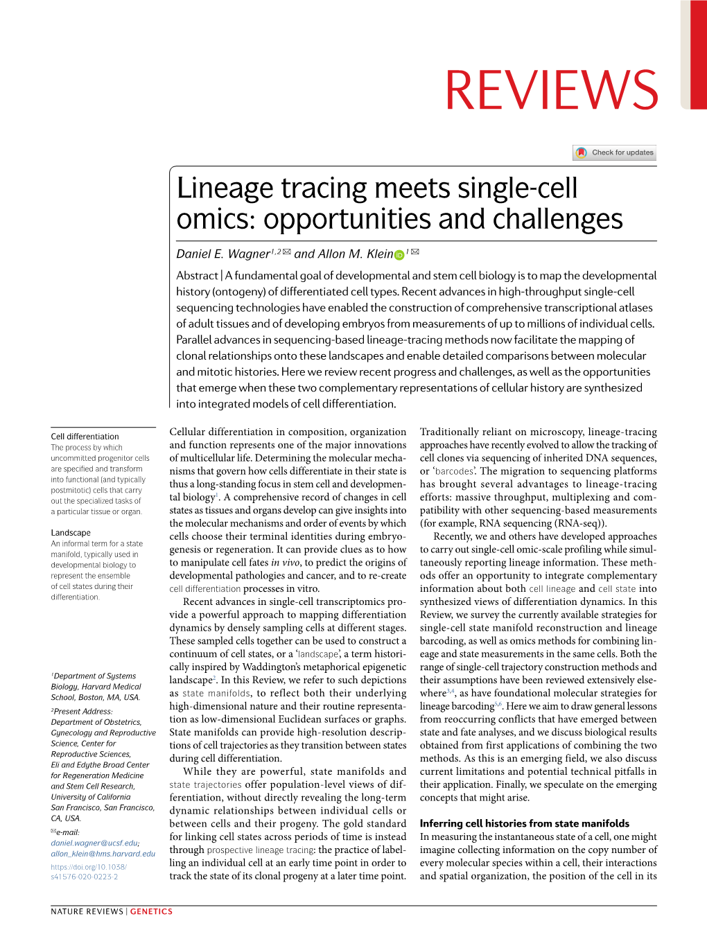 Lineage Tracing Meets Single-Cell Omics: Opportunities and Challenges