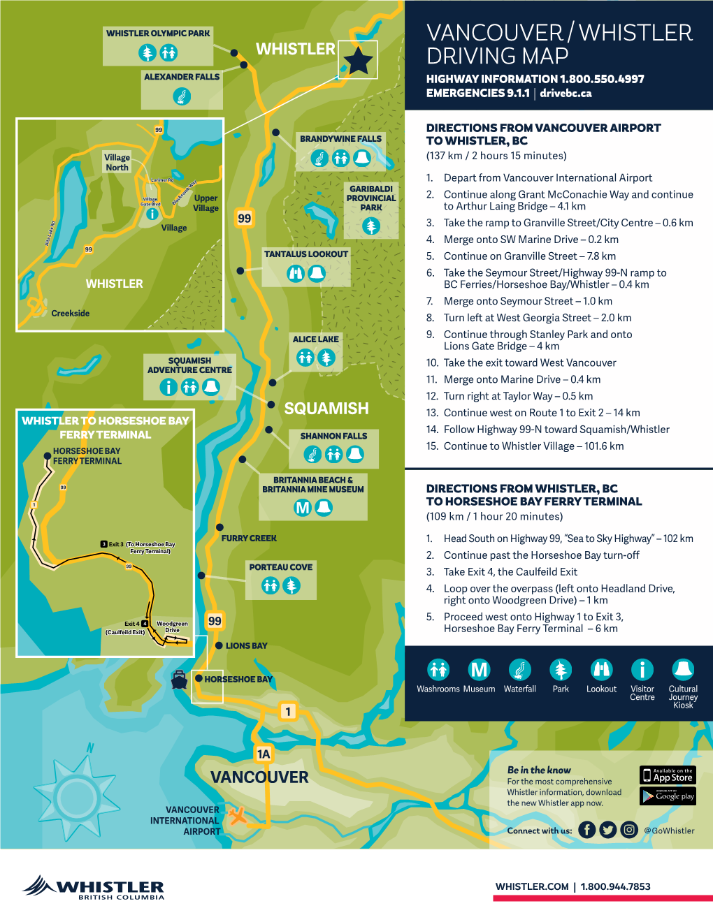 VANCOUVER / WHISTLER DRIVING MAP ALEXANDER FALLS HIGHWAY INFORMATION 1.800.550.4997 EMERGENCIES 9.1.1 | Drivebc.Ca