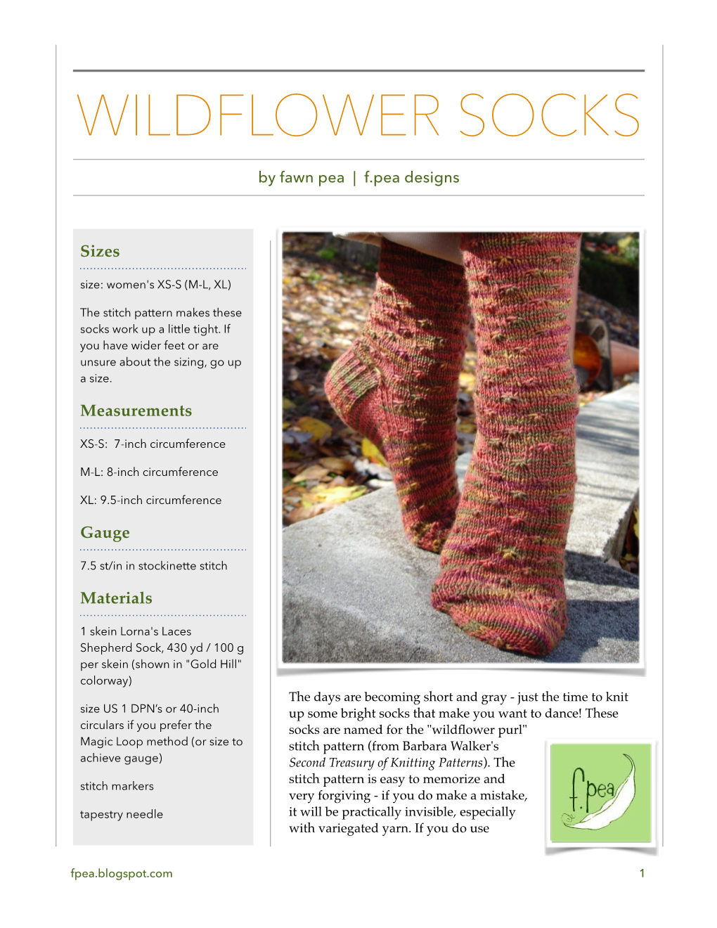 Wildflower Socks Pattern