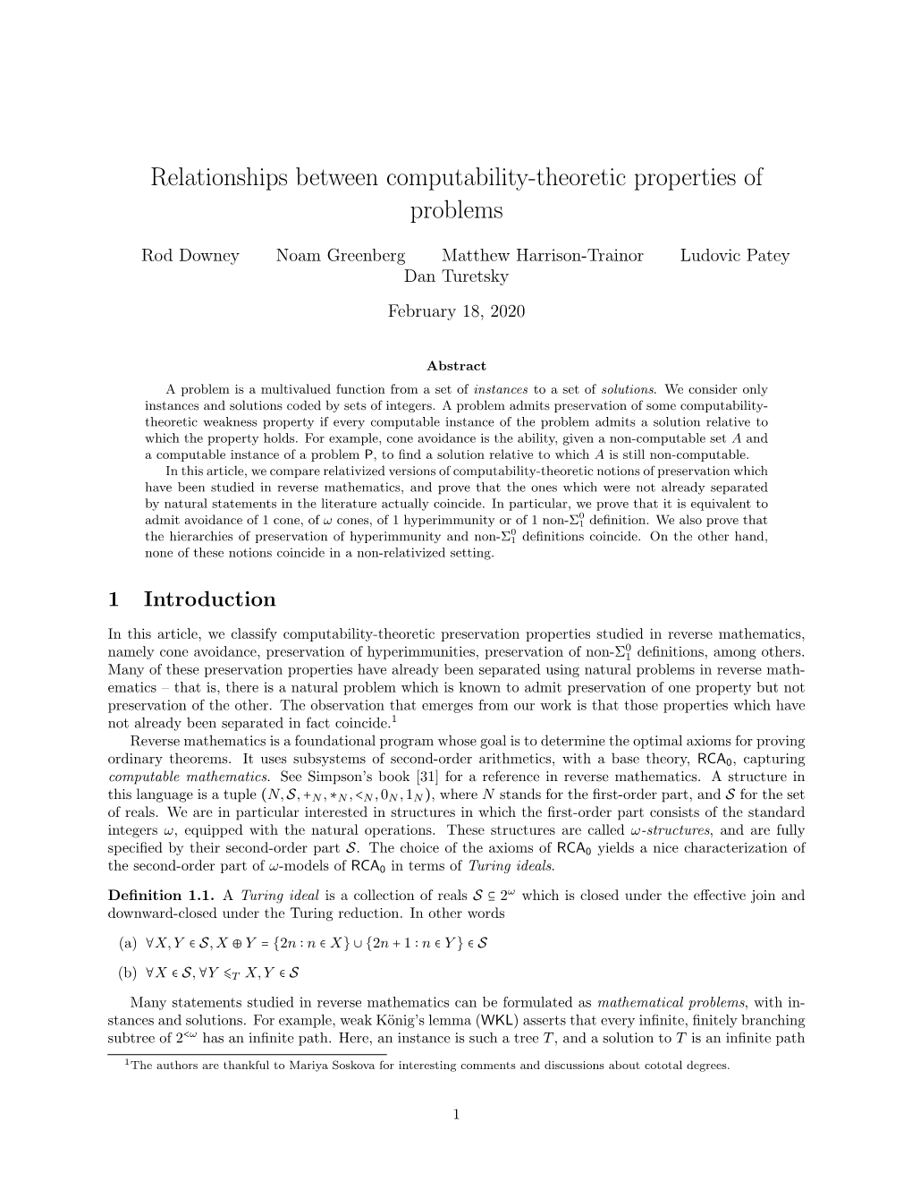 Relationships Between Computability-Theoretic Properties of Problems