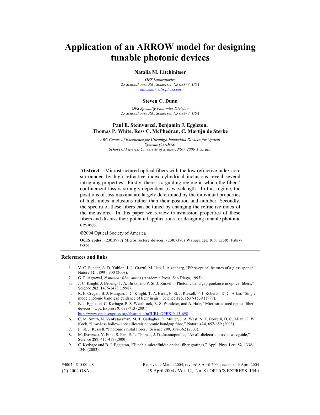 Application of an ARROW Model for Designing Tunable Photonic Devices