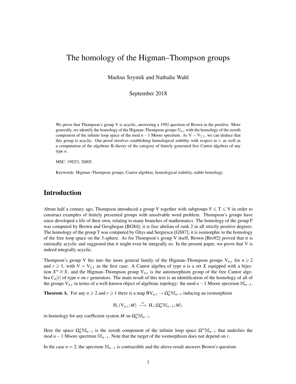 The Homology of the Higman–Thompson Groups