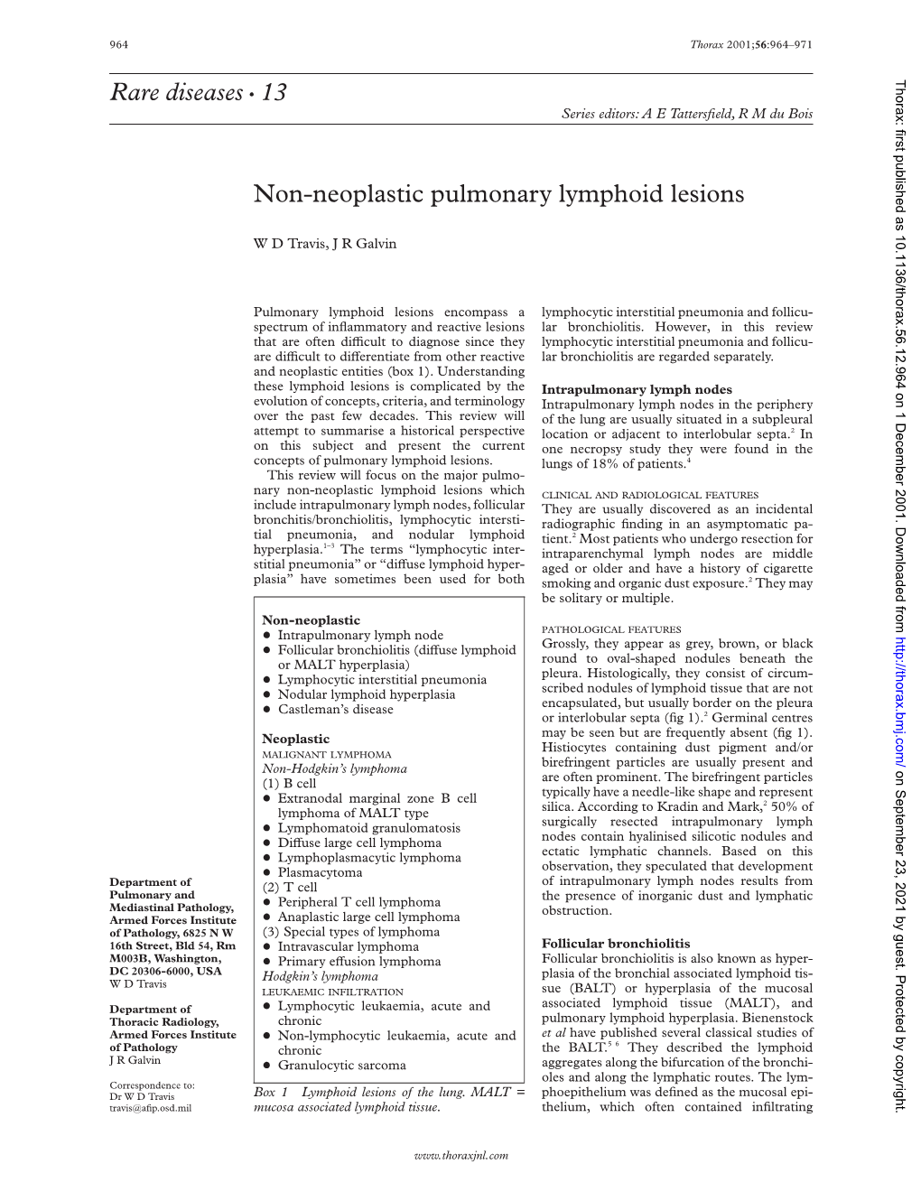 Rare Diseases C 13 Non-Neoplastic Pulmonary Lymphoid Lesions