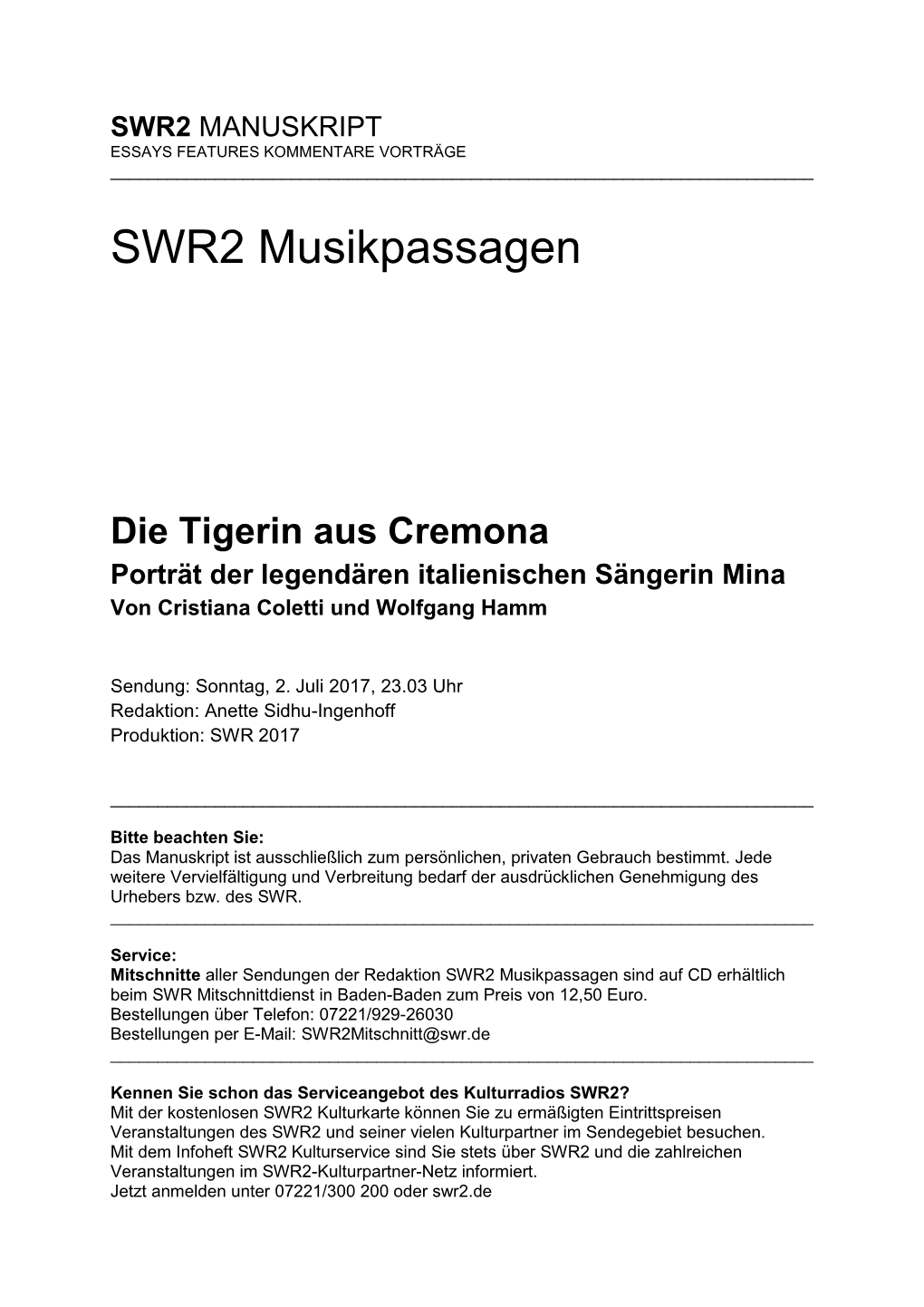 SWR2 Musikpassagen