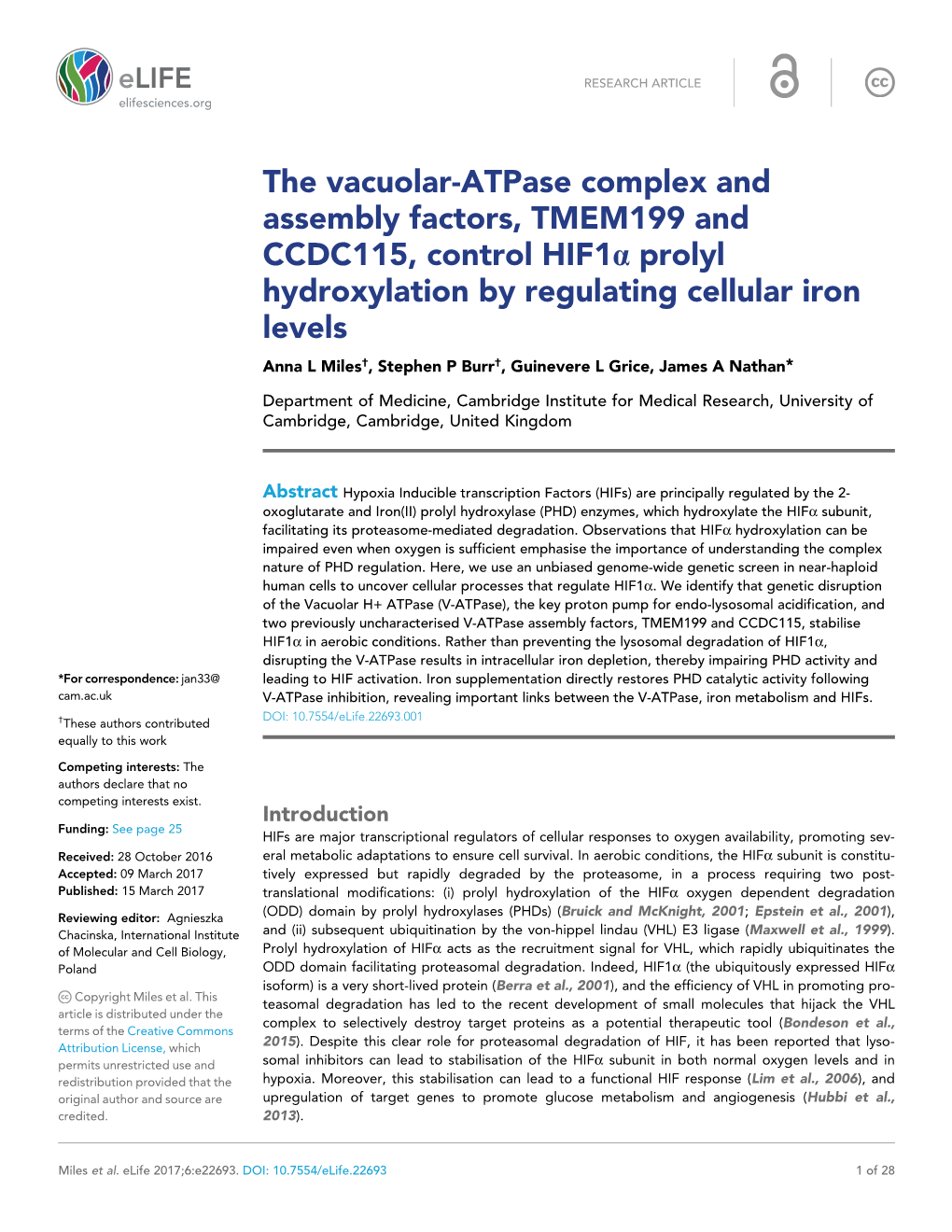 The Vacuolar-Atpase Complex and Assembly Factors, TMEM199 And