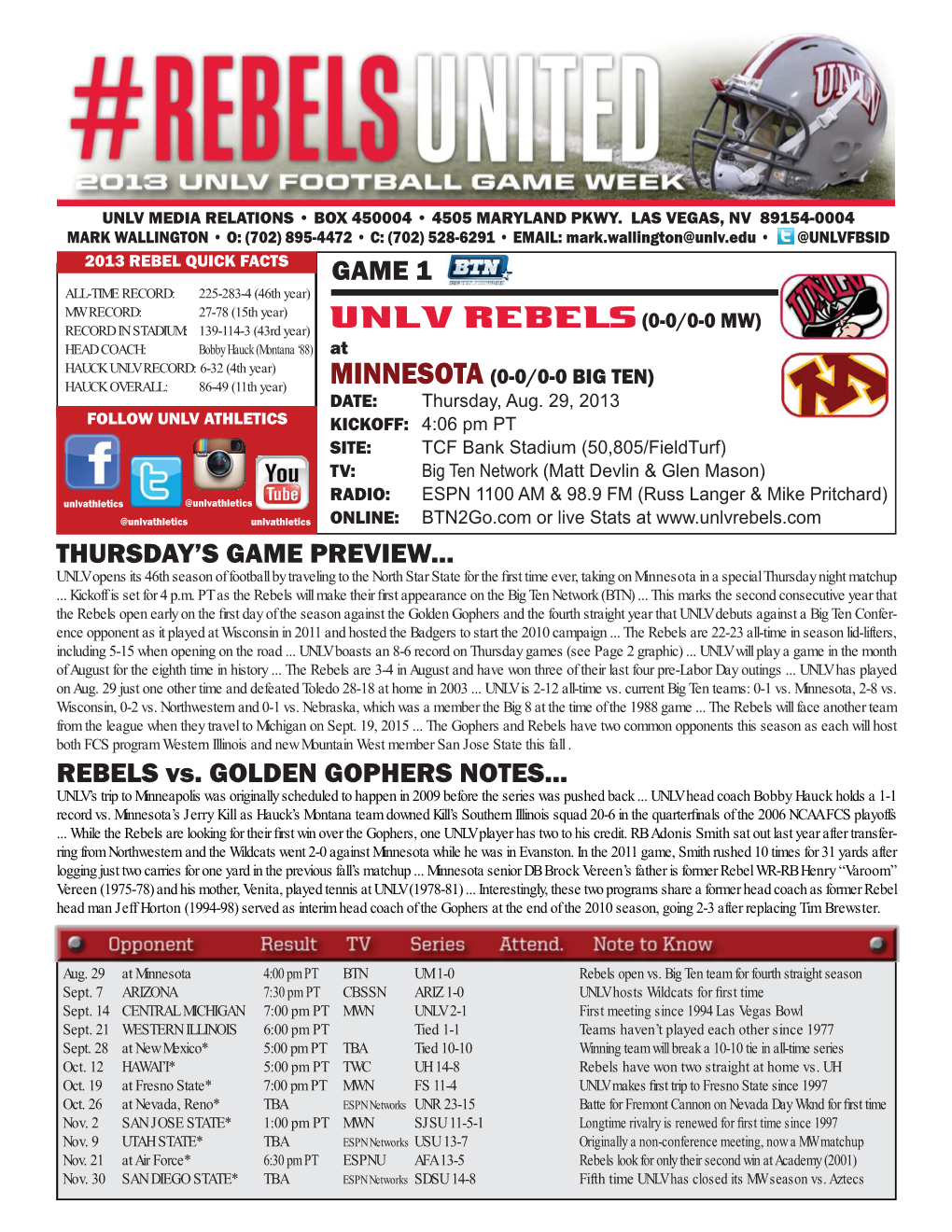 UNLV FB Week 1 2013.Indd