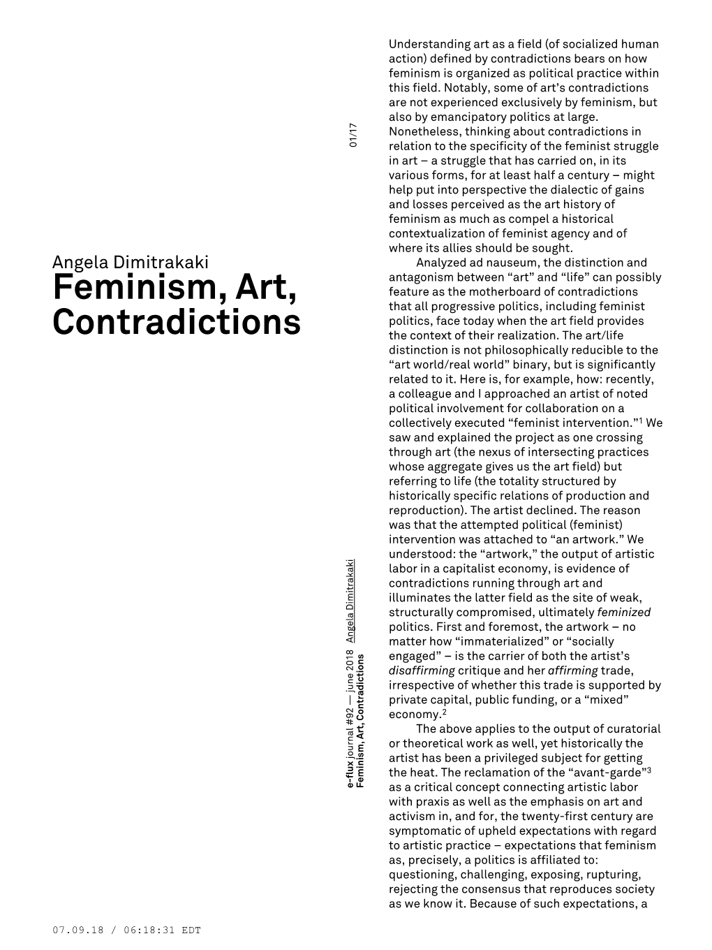 Feminism, Art, Contradictions