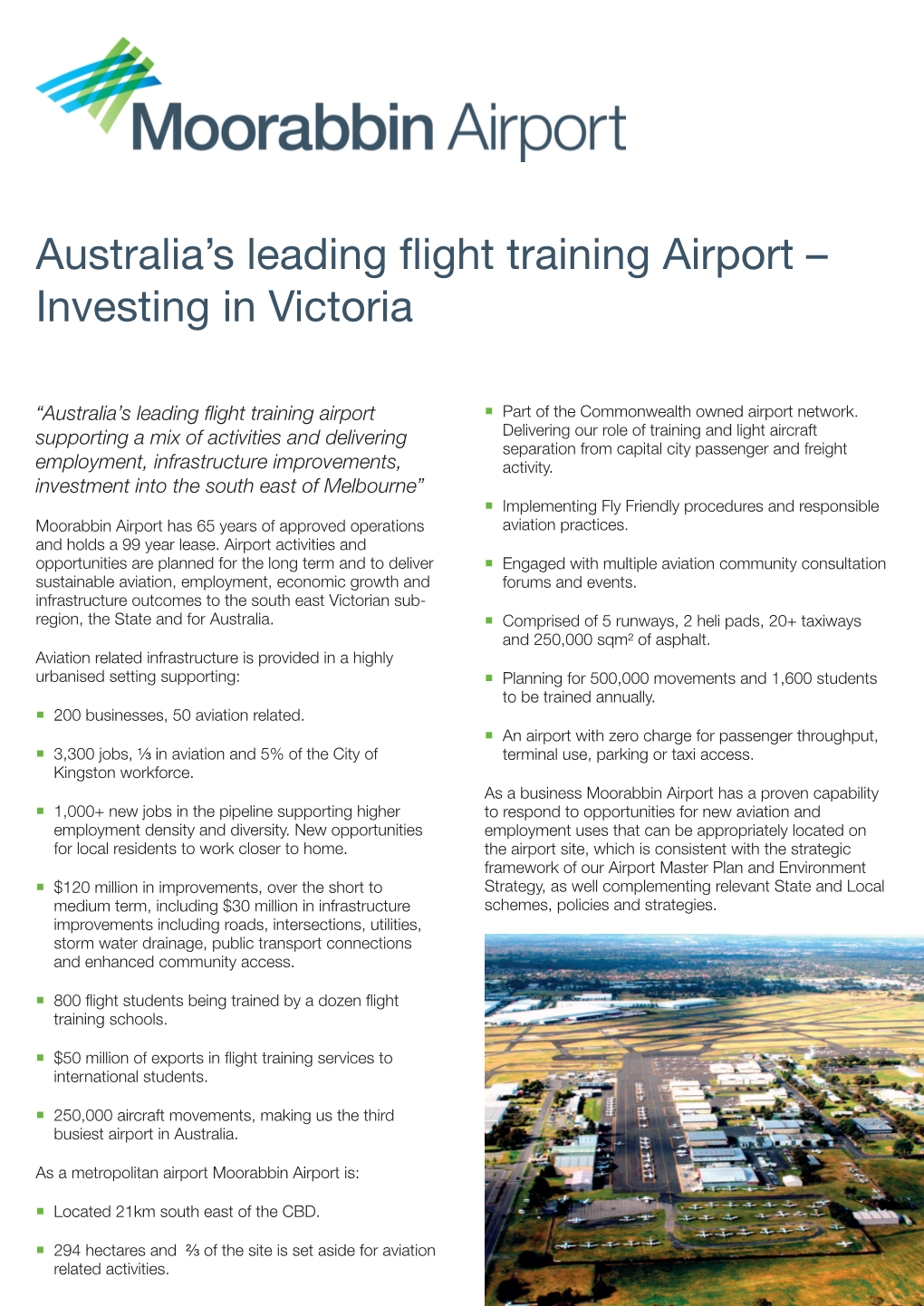 Australia's Leading Flight Training Airport – Investing in Victoria