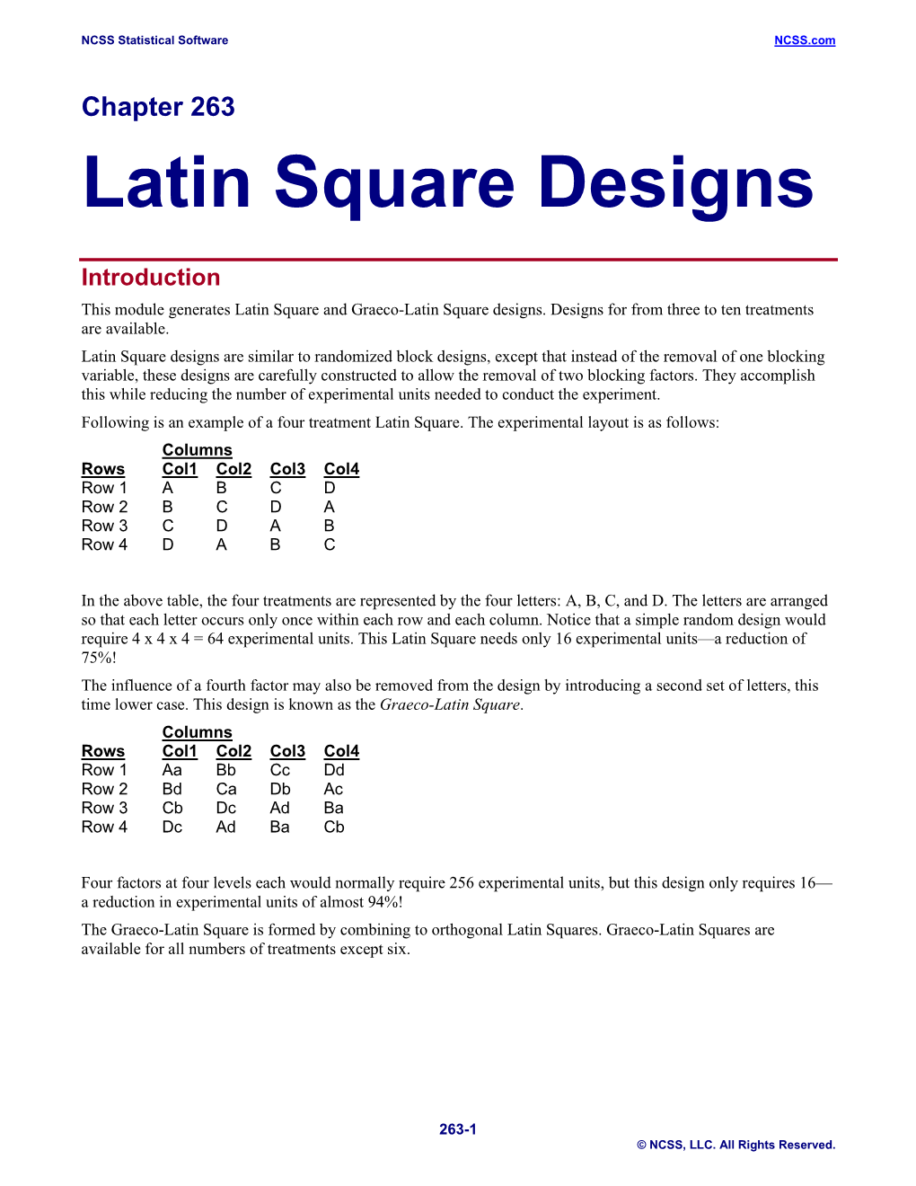 Latin Square Designs