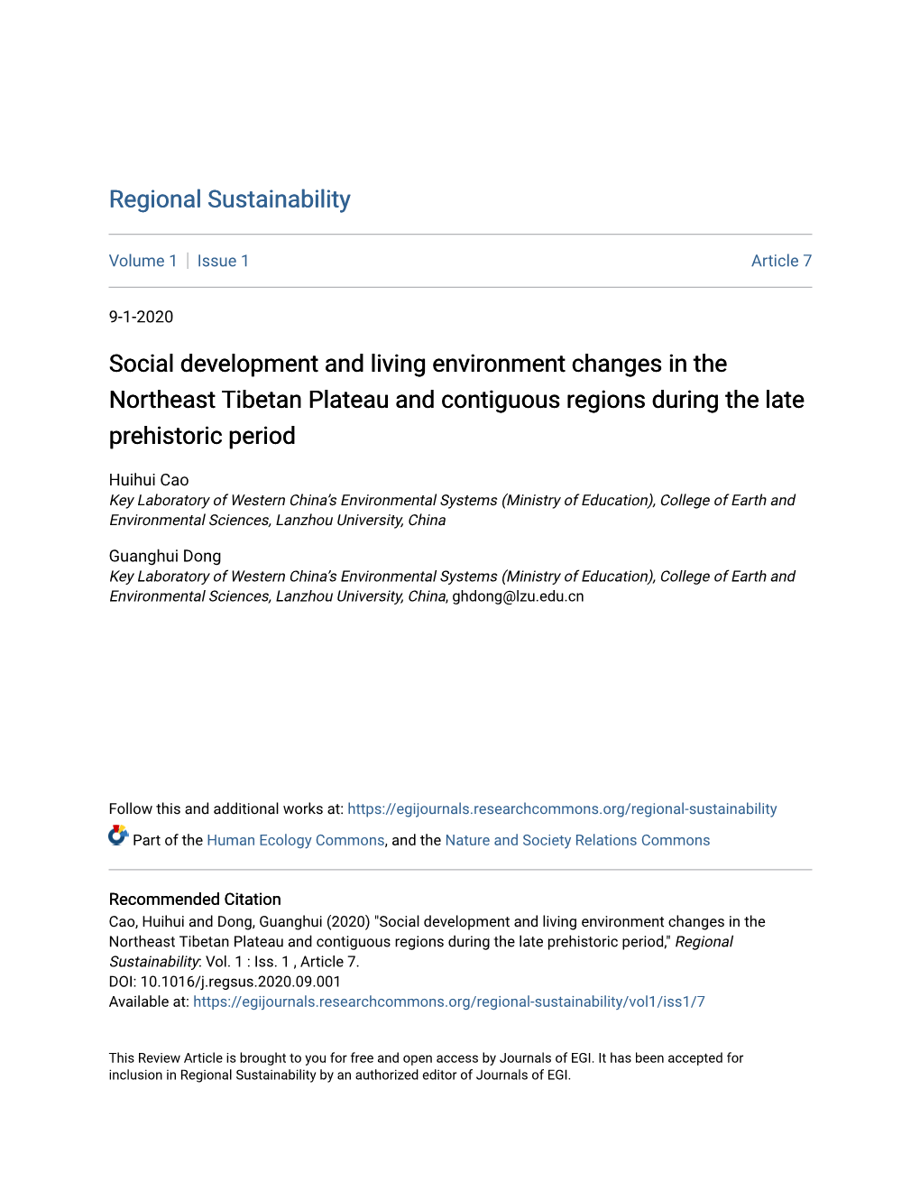 Social Development and Living Environment Changes in the Northeast Tibetan Plateau and Contiguous Regions During the Late Prehistoric Period