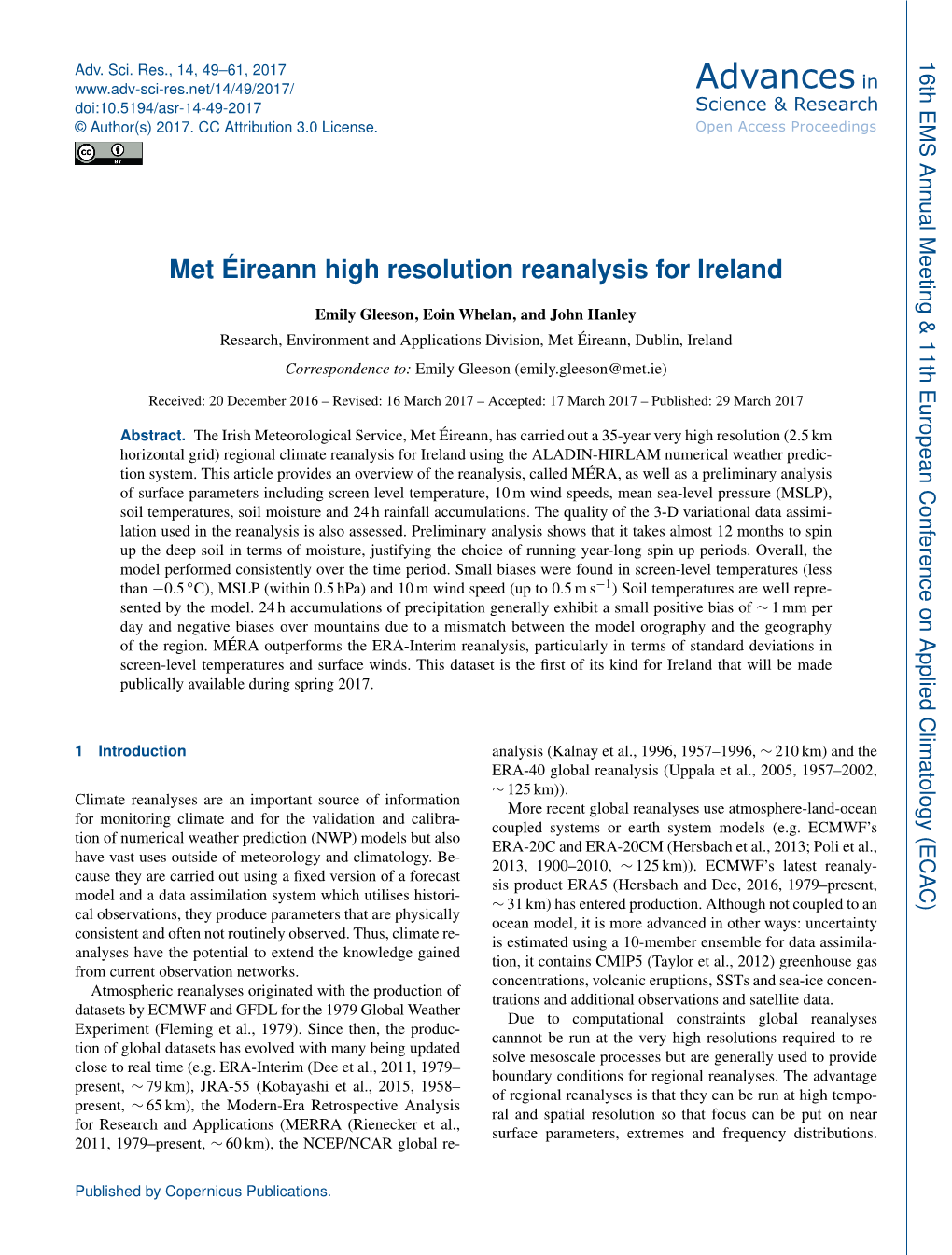 Met Éireann High Resolution Reanalysis for Ireland