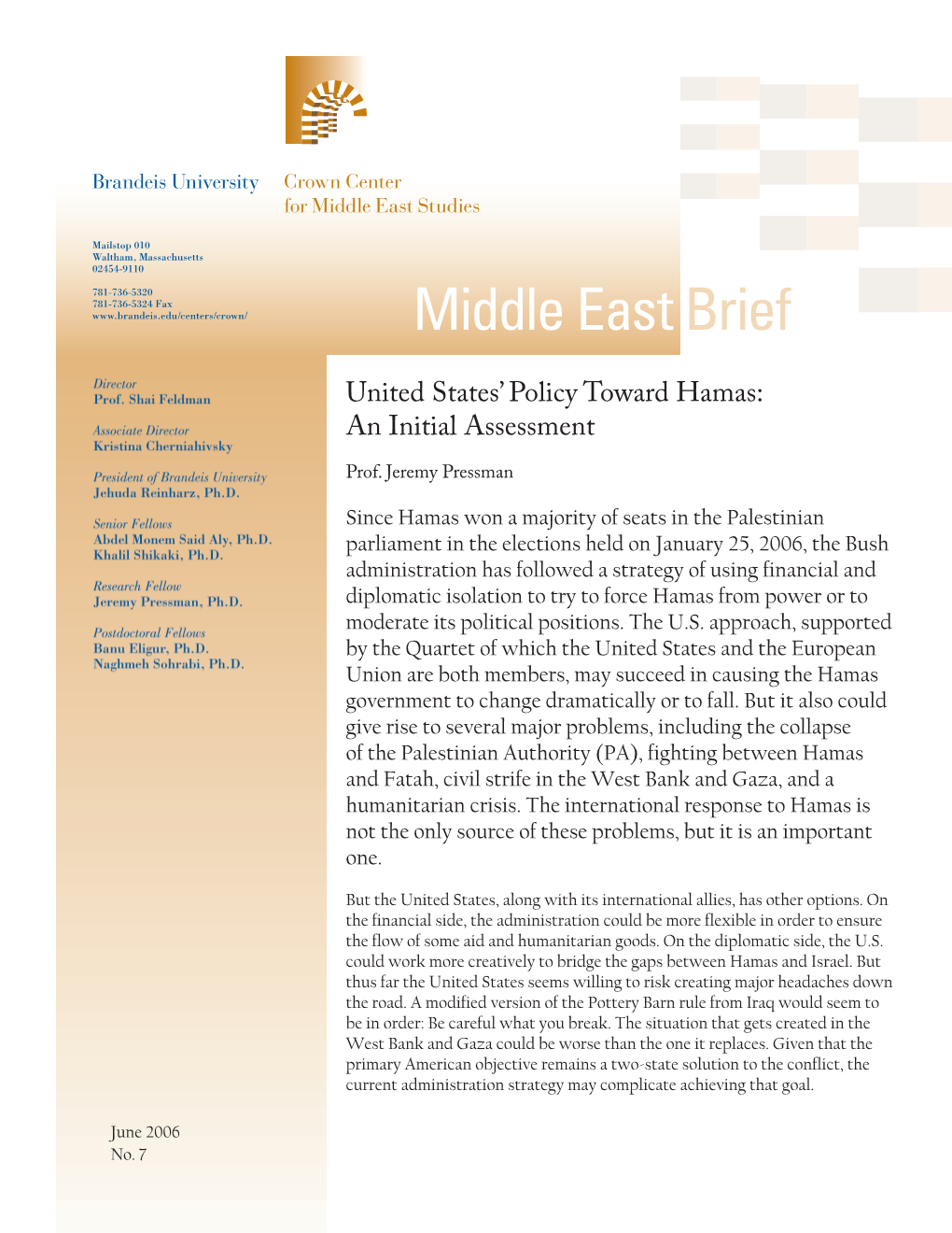 Middle East Brief 7