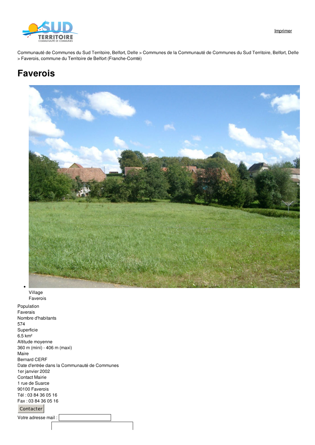 Faverois, Commune Du Territoire De Belfort (Franche-Comté) Faverois