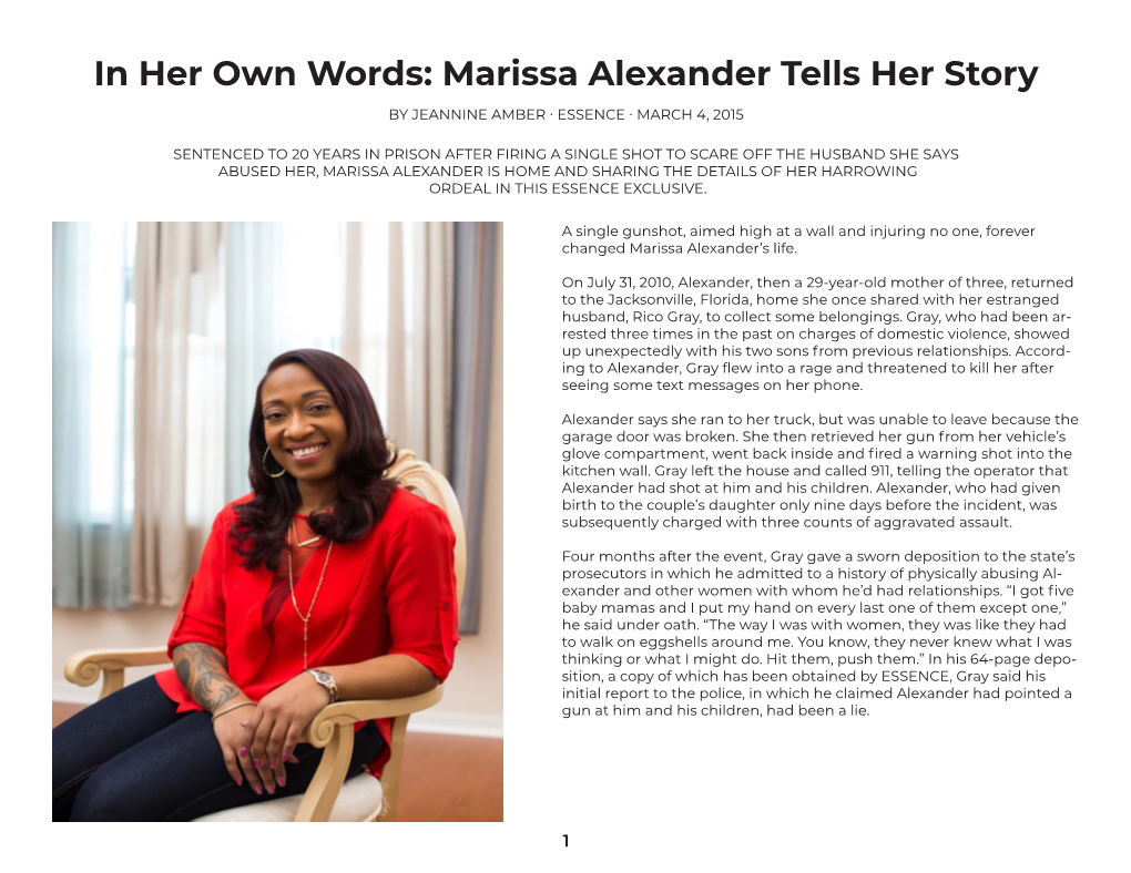 Marissa Alexander Tells Her Story