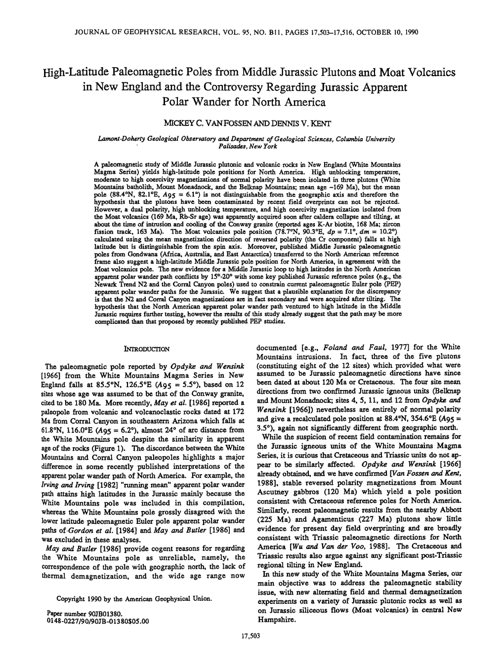 Latitude Paleomagnetic Poles from Middle Jurassic Plutons and Moat