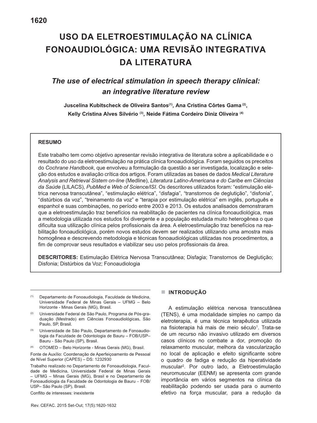 The Use of Electrical Stimulation in Speech Therapy Clinical: an Integrative Literature Review