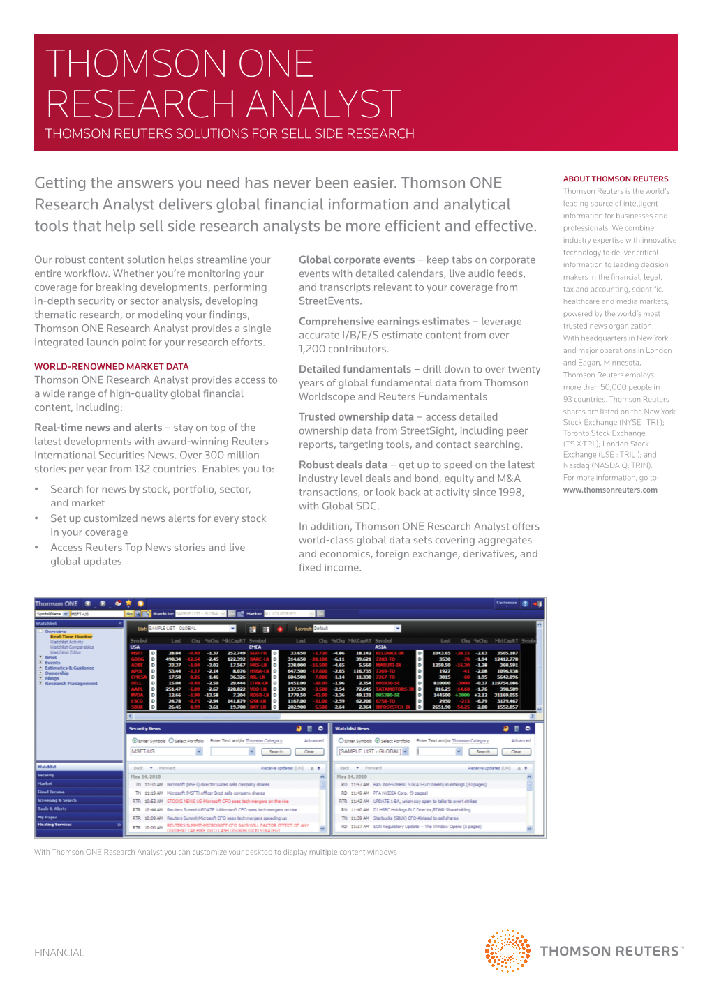 Thomson One Research Analyst Factsheet