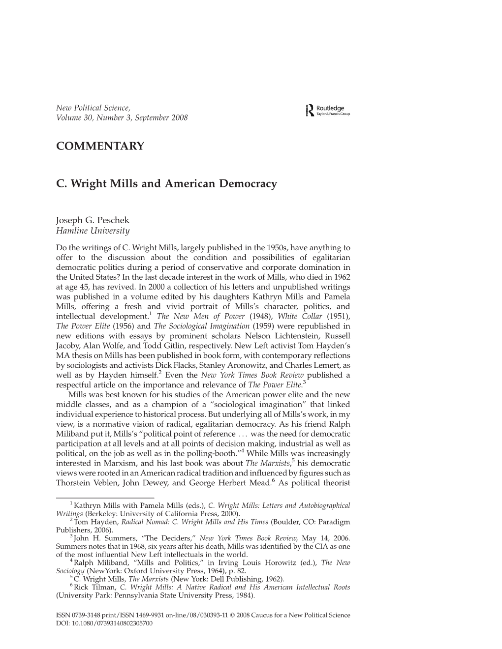 COMMENTARY C. Wright Mills and American Democracy