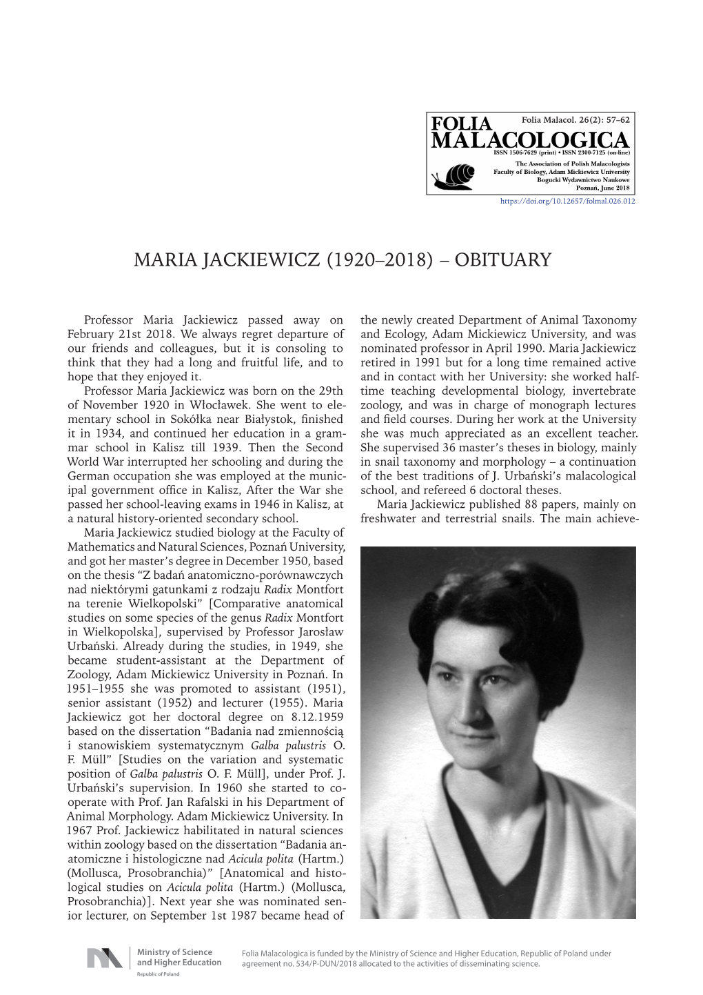 Maria Jackiewicz (1920–2018) – Obituary