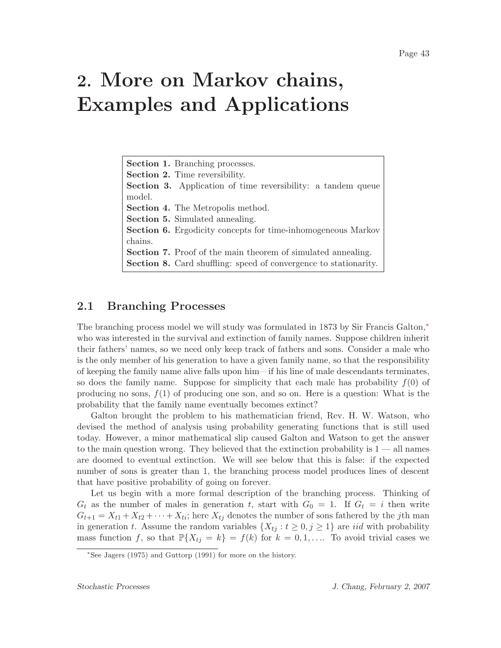 2. More on Markov Chains, Examples and Applications