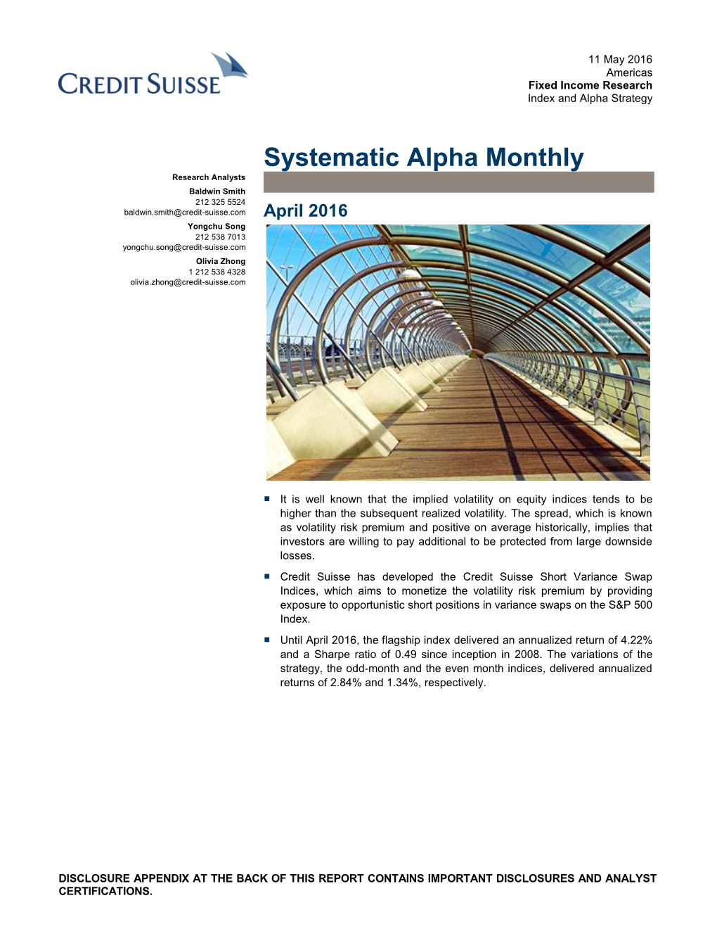 Systematic Alpha Monthly Research Analysts