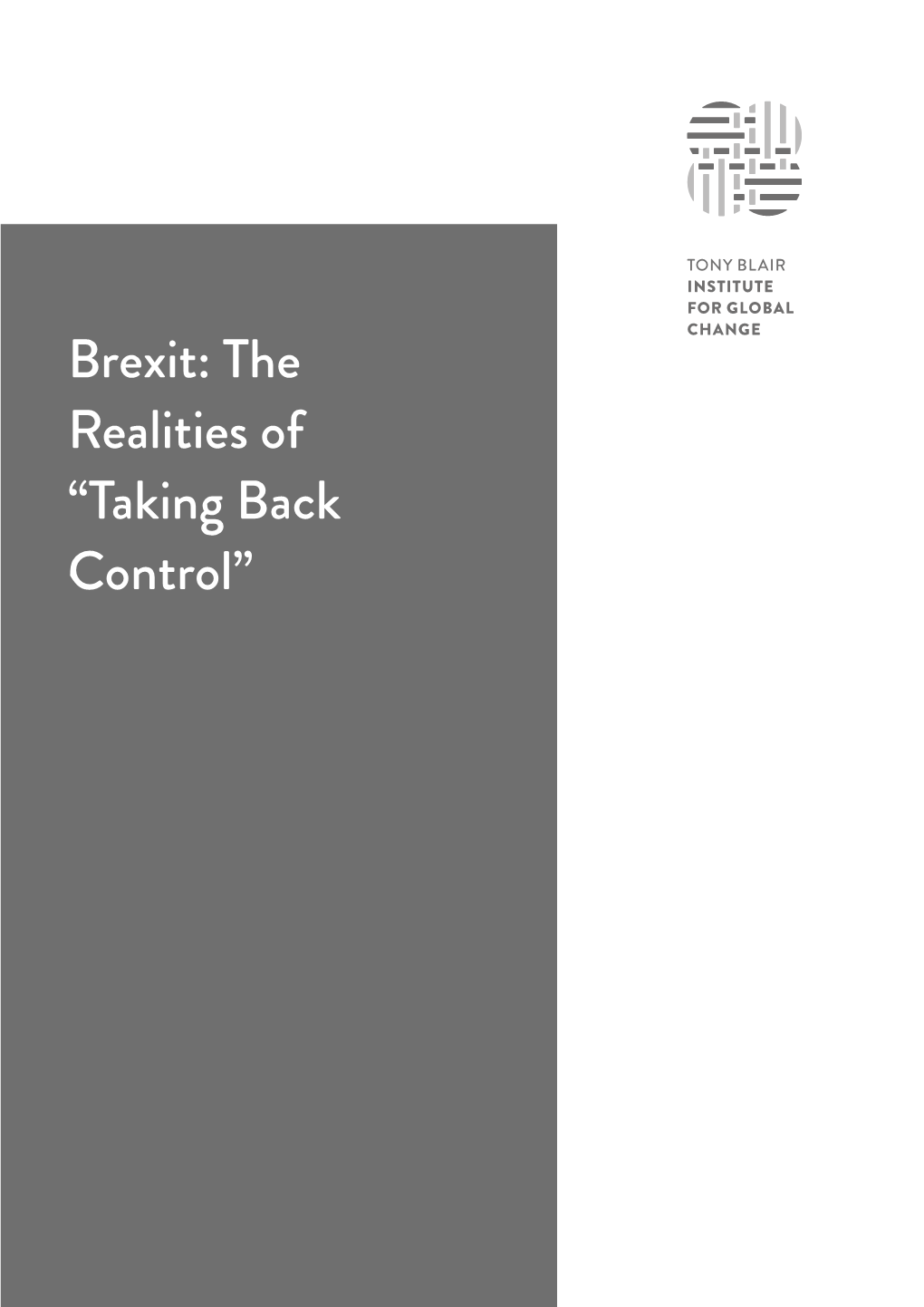 Brexit: the Realities of “Taking Back Control” | Institute for Global Change