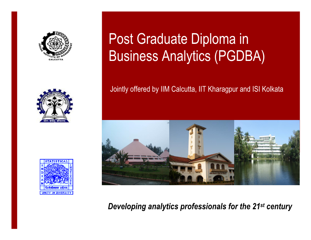 Post Graduate Diploma in Business Analytics (PGDBA)