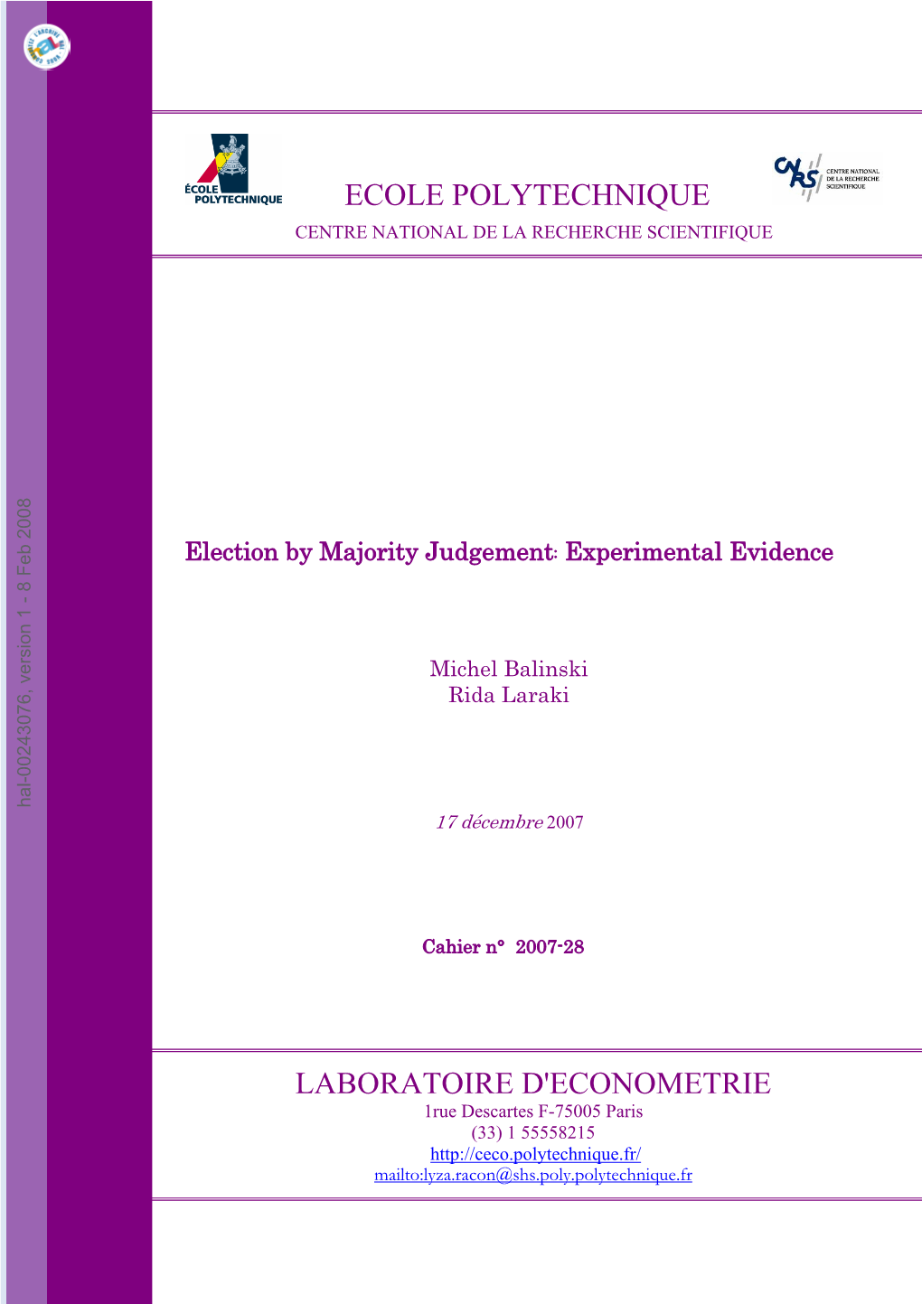 Election by Majority Judgement: Experimental Evidence
