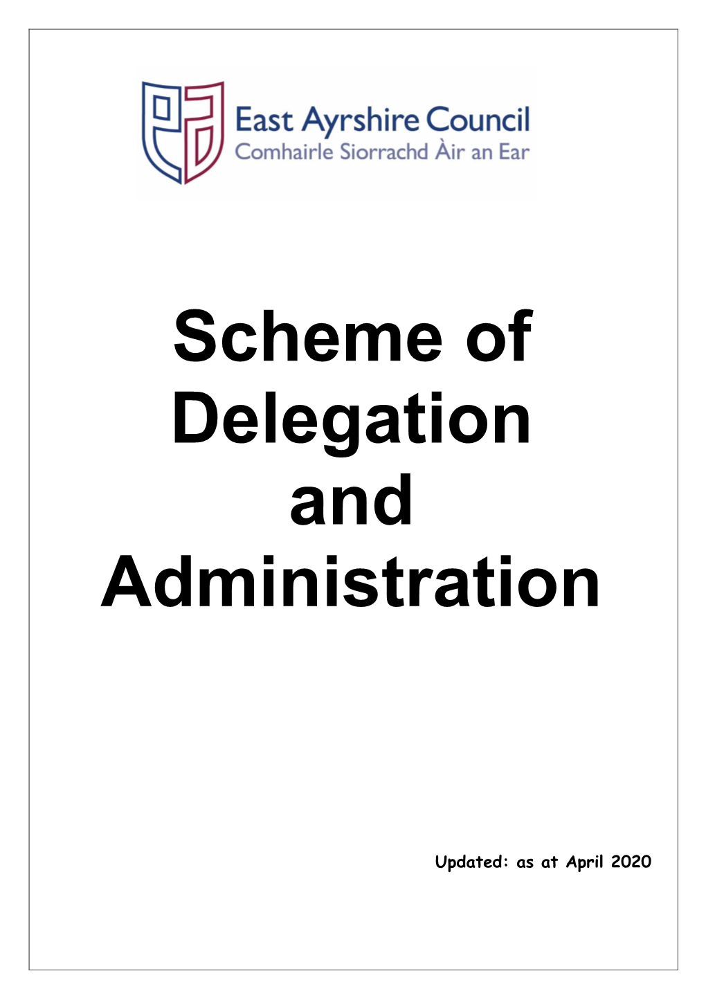 Scheme of Delegation and Administration