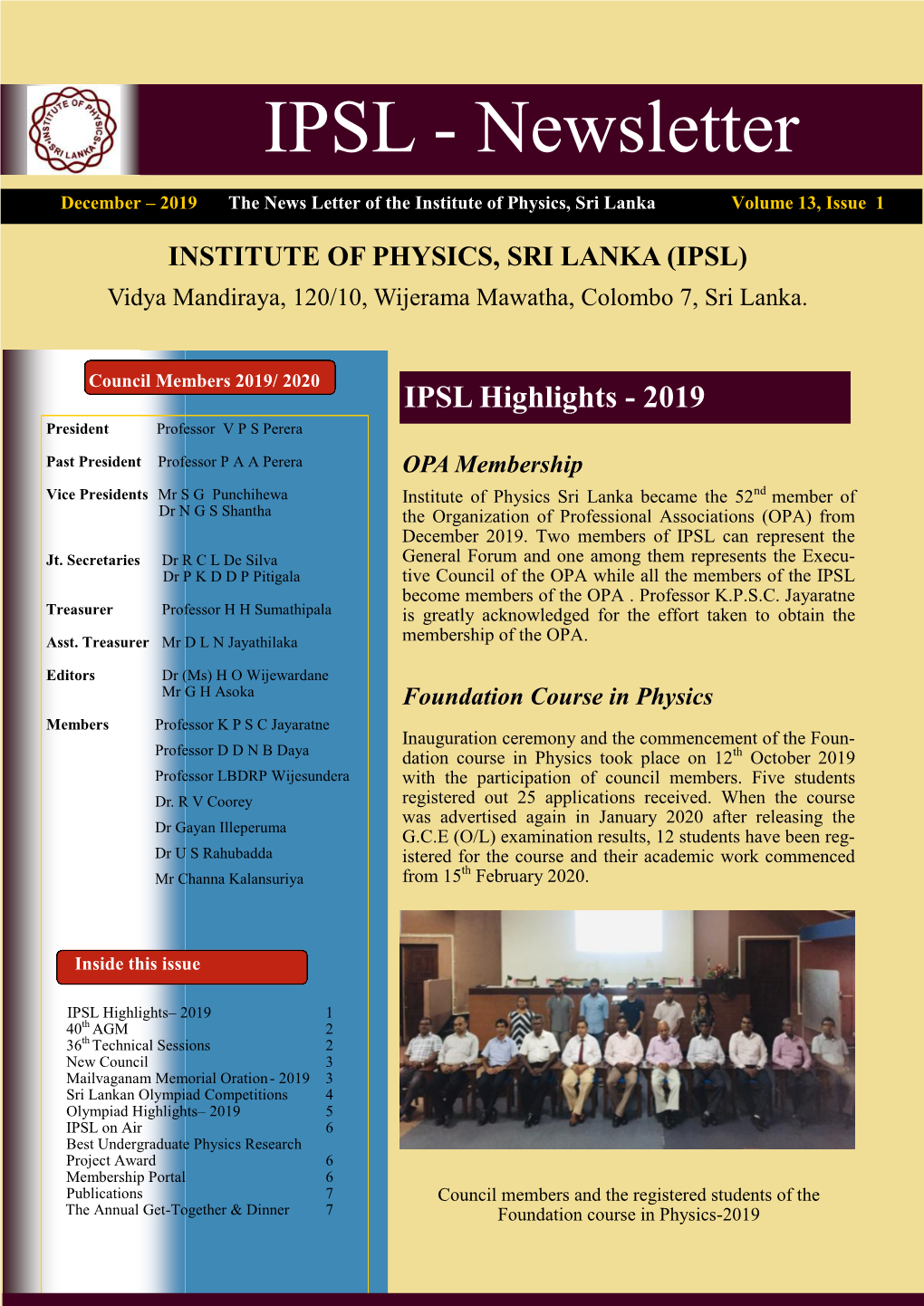 IPSL - Newsletter