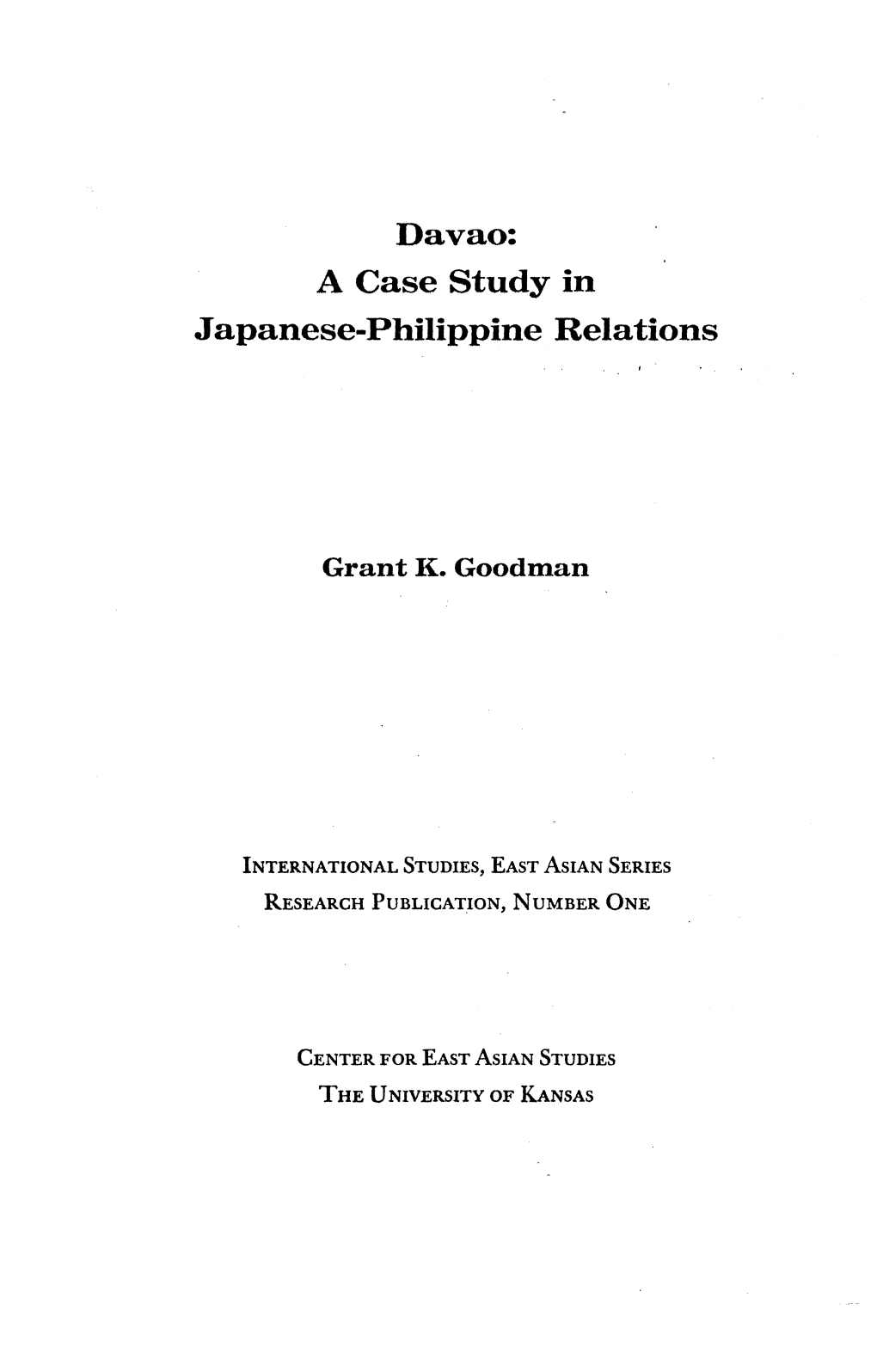 Davao: a Case Study in Japanese-Philippine Relations