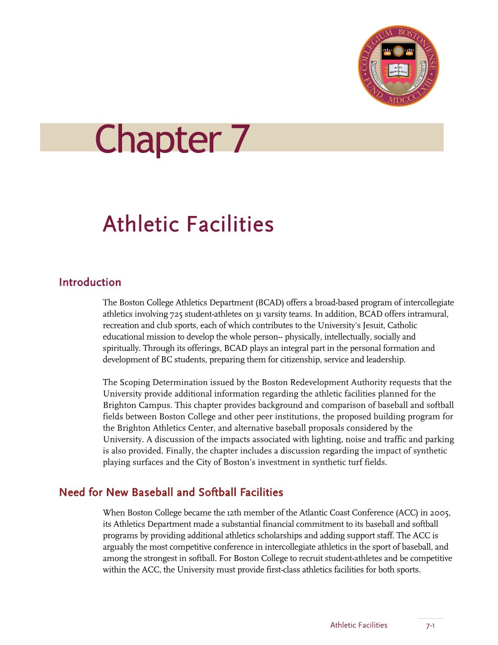 Chapter 7: Athletic Facilities