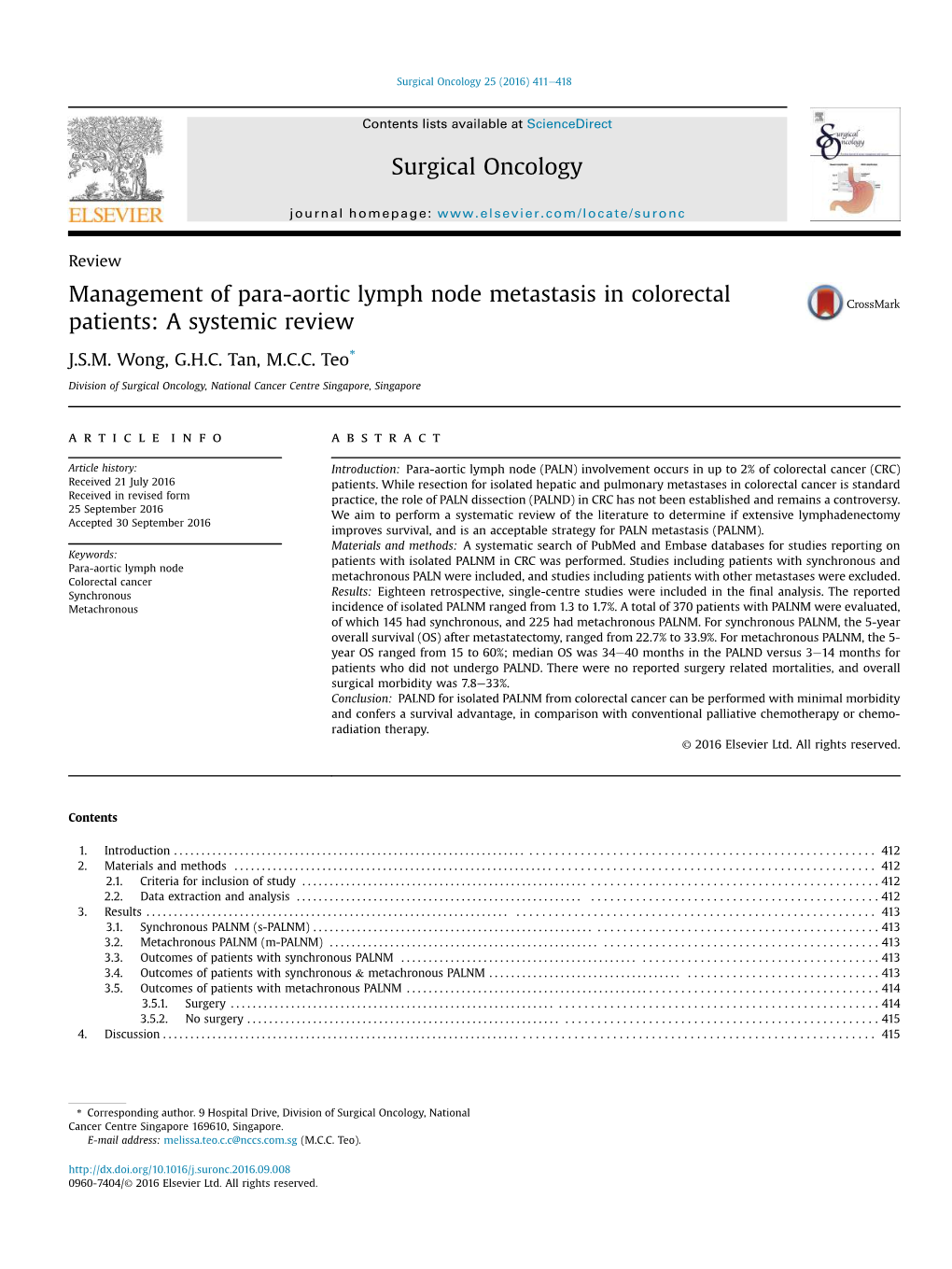 Management of Para-Aortic Lymph Node Metastasis in Colorectal Patients: a Systemic Review